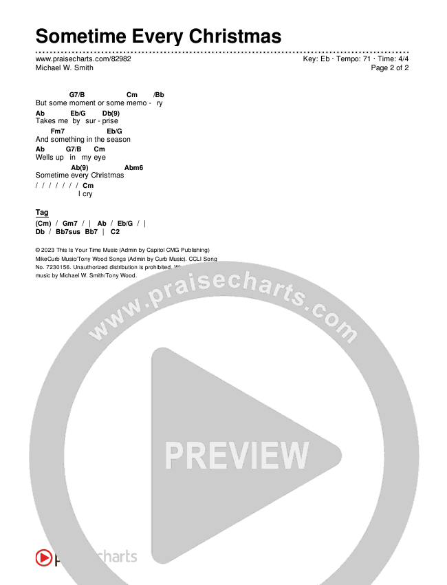 Sometime Every Christmas Chords & Lyrics (Michael W. Smith)
