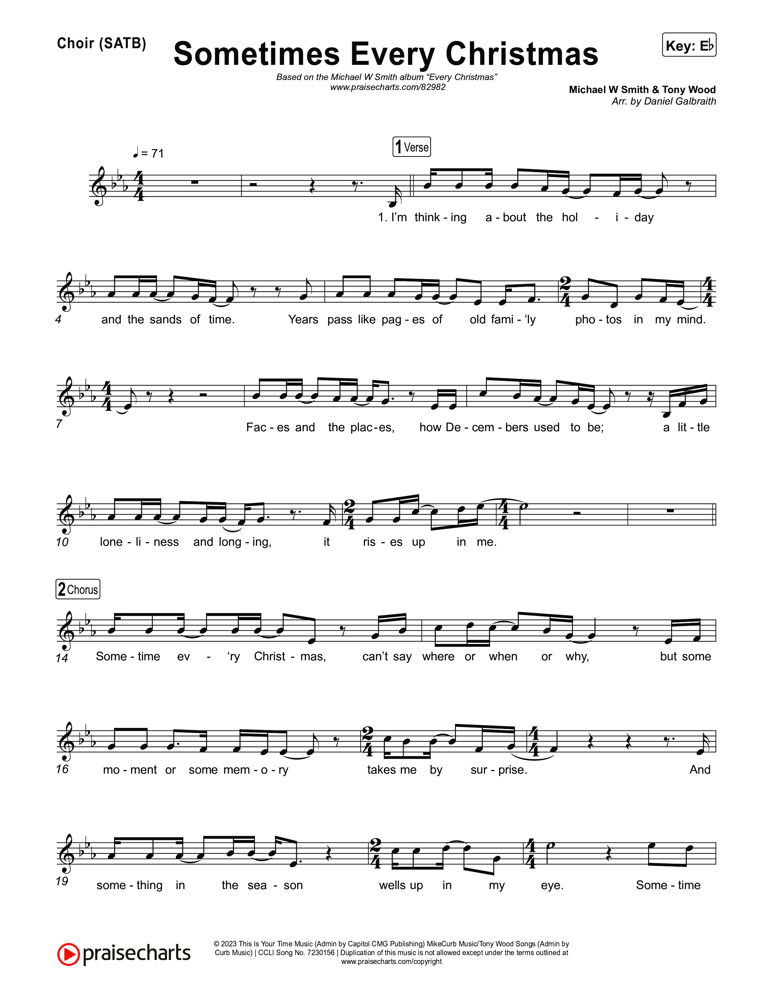 Sometime Every Christmas Vocal Sheet (SATB) (Michael W. Smith)