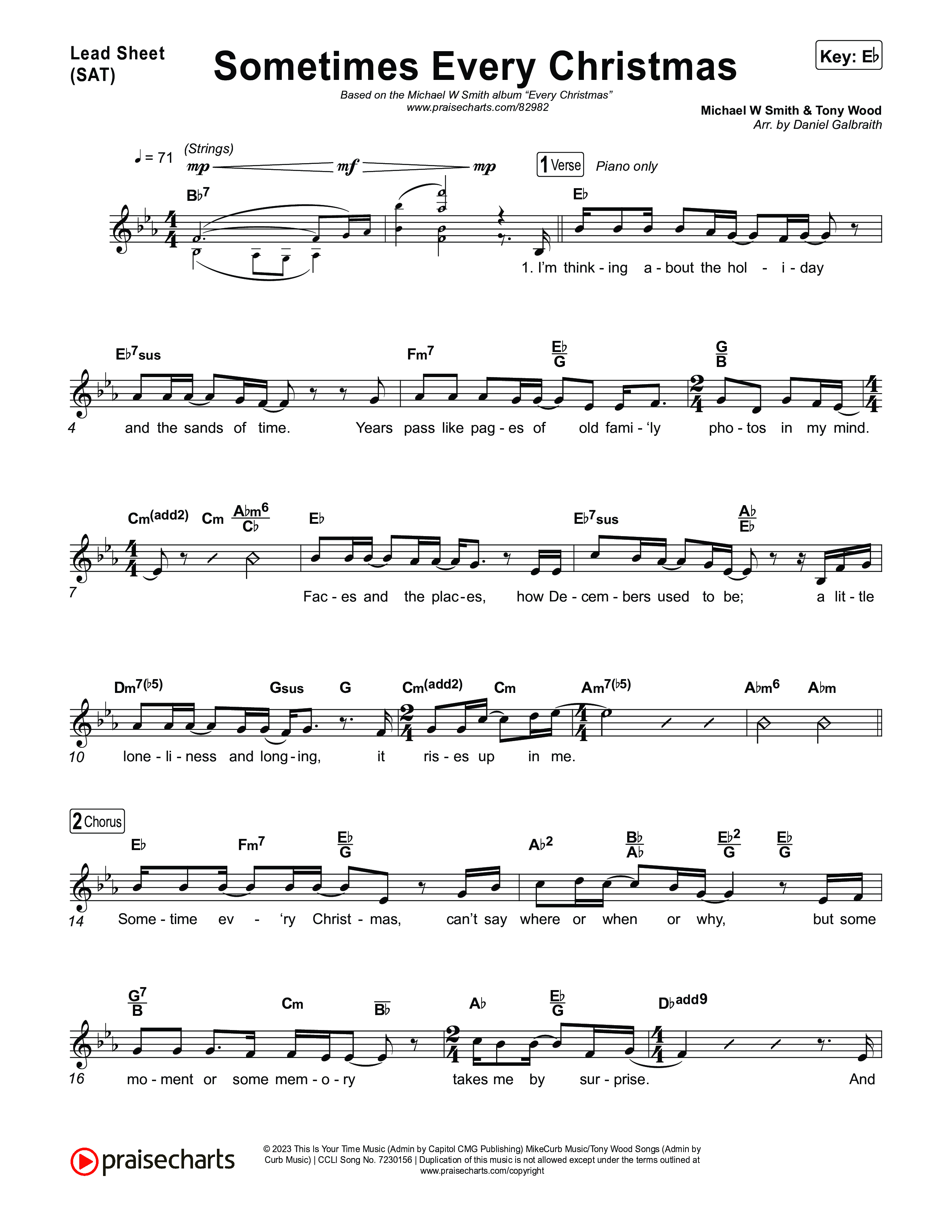 Sometime Every Christmas Lead Sheet (SAT) (Michael W. Smith)