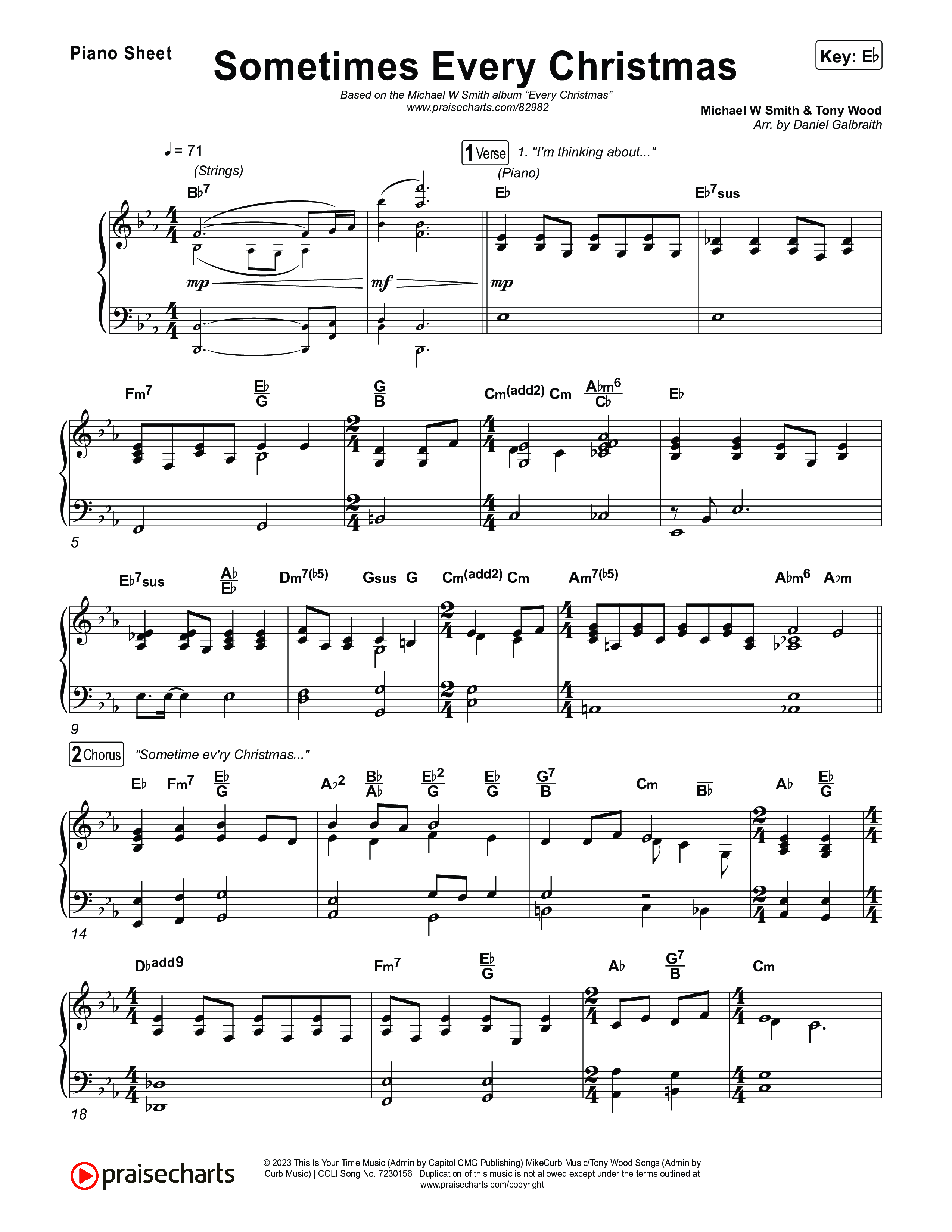 Sometime Every Christmas Piano Sheet (Michael W. Smith)