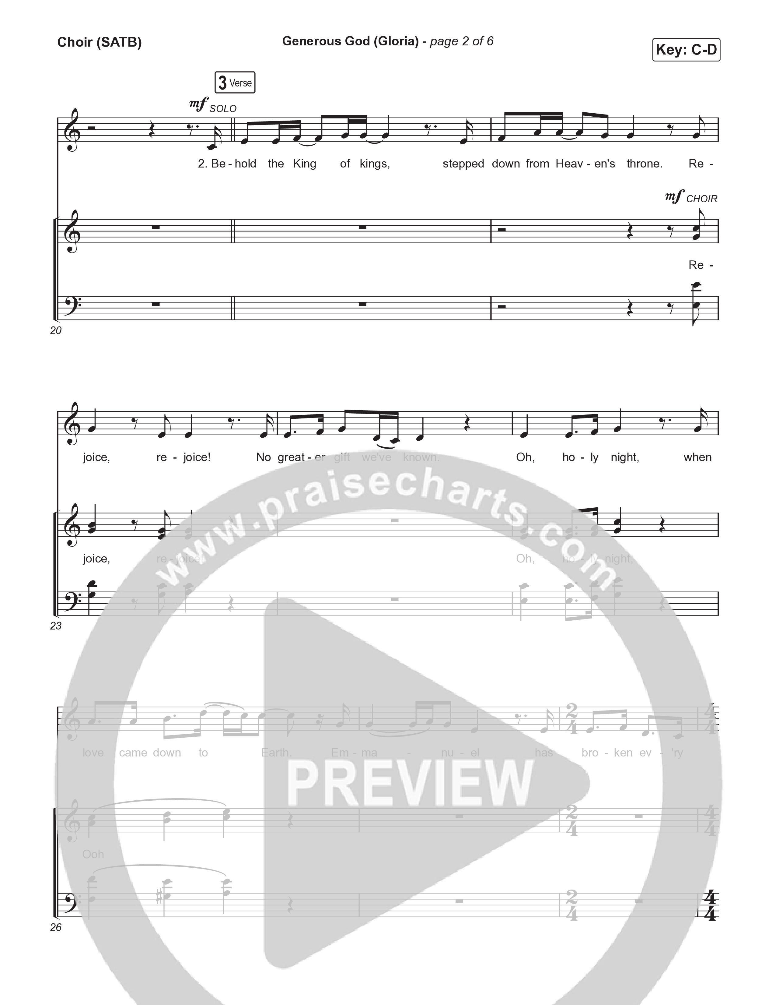 Generous God (Gloria) Choir Sheet (SATB) (Naomi Raine)