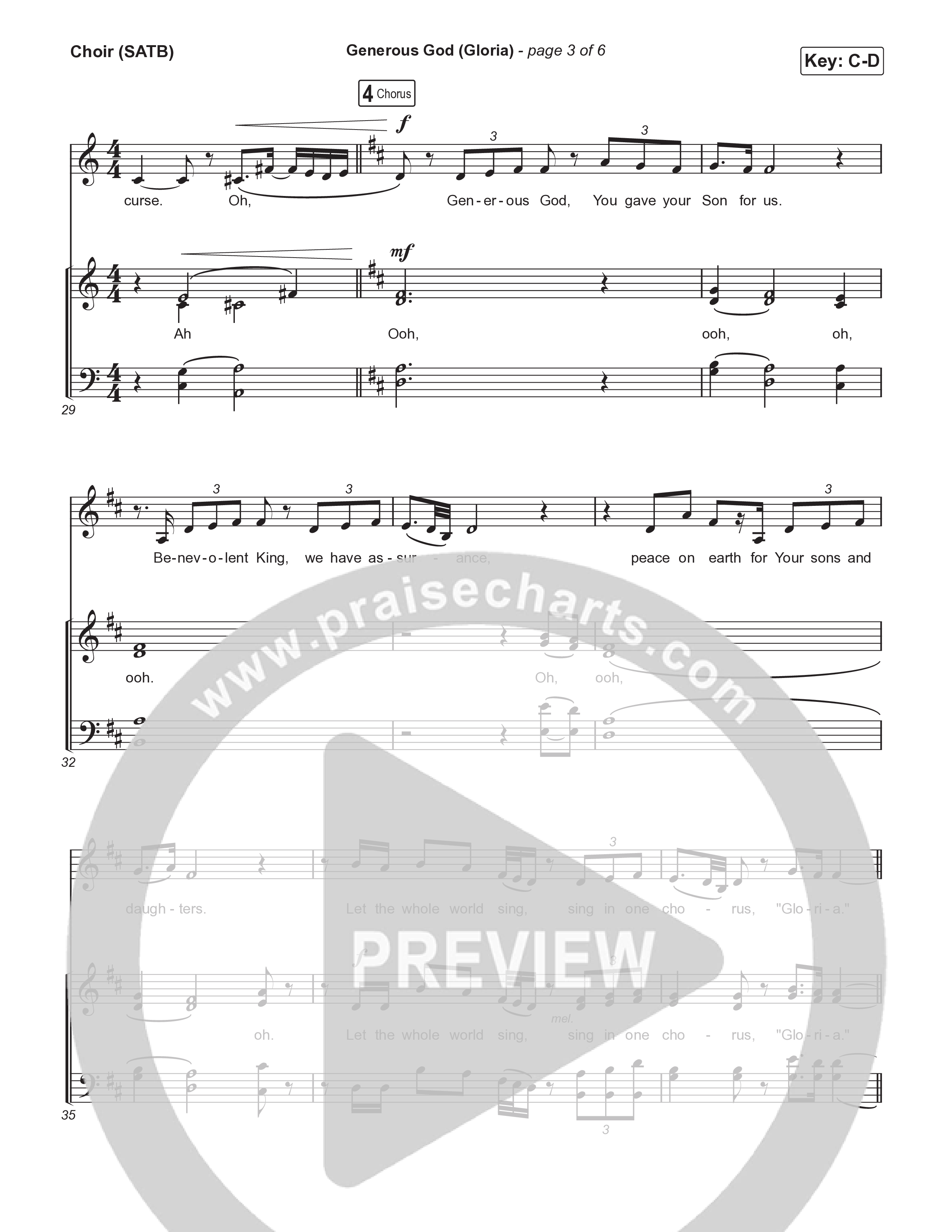 Generous God (Gloria) Choir Sheet (SATB) (Naomi Raine)