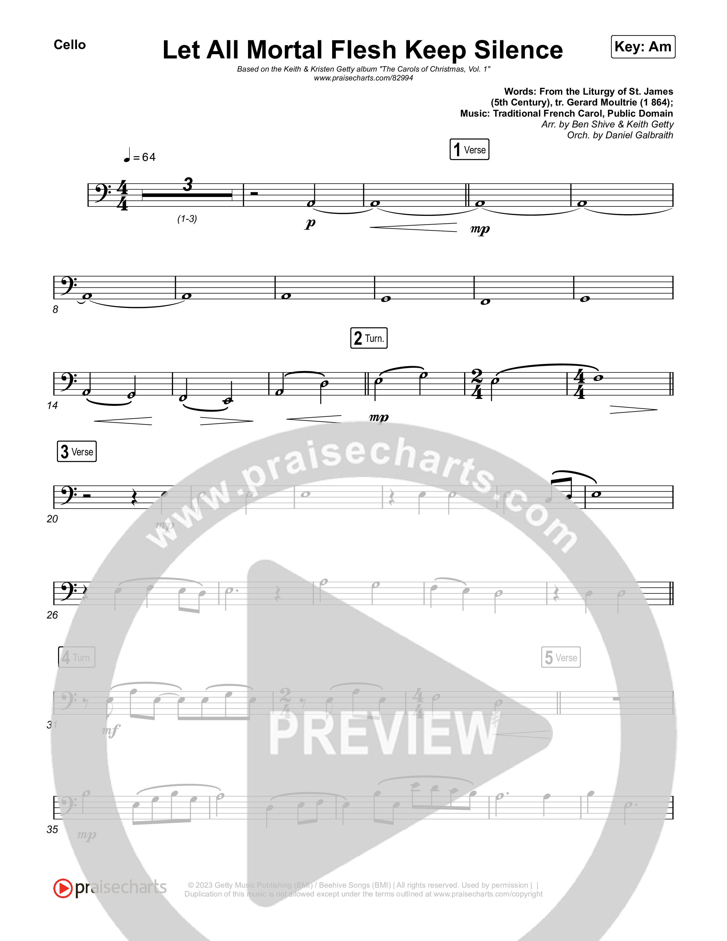 Let All Mortal Flesh Keep Silence Cello (Keith & Kristyn Getty / JJ Heller)