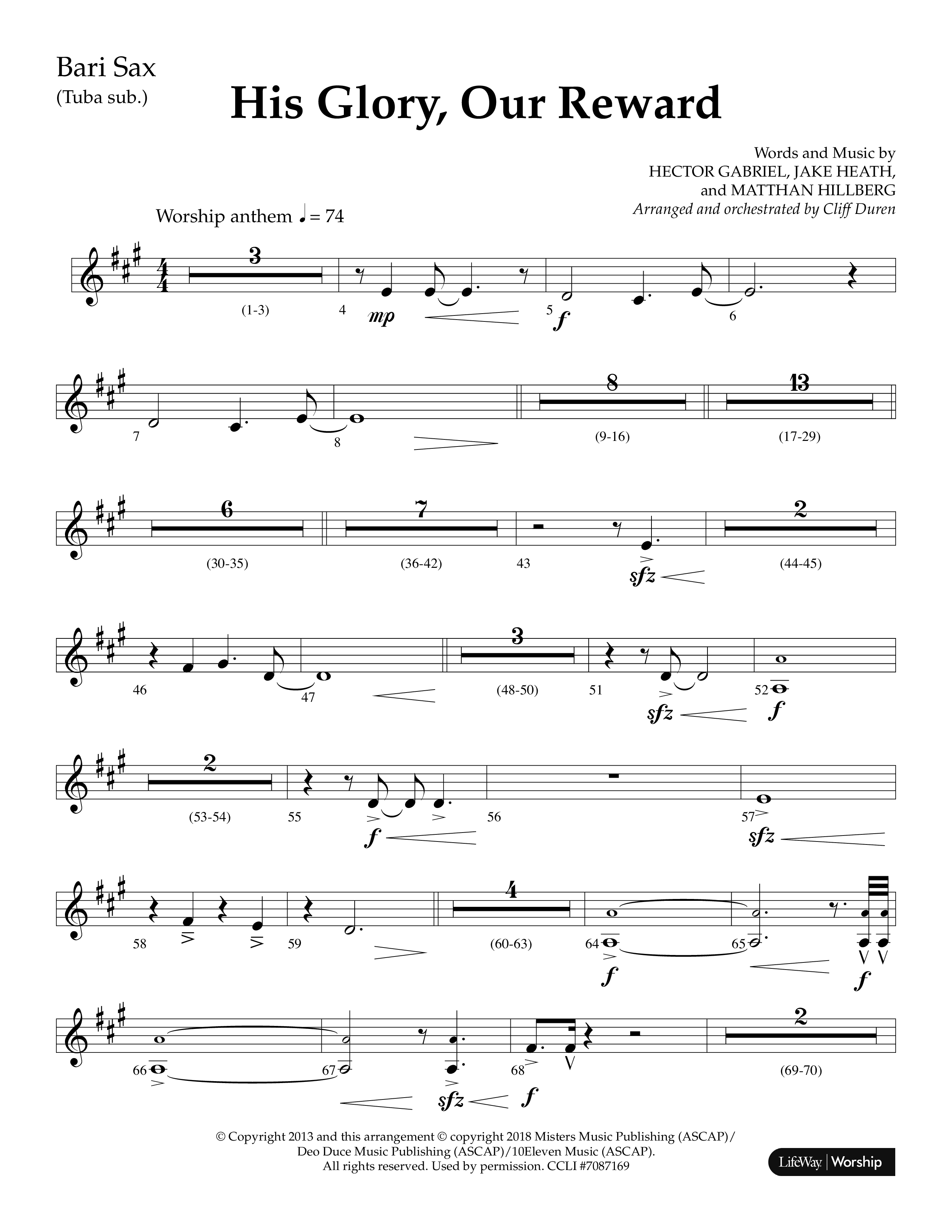 His Glory Our Reward (Choral Anthem SATB) Bari Sax Sheet Music PDF