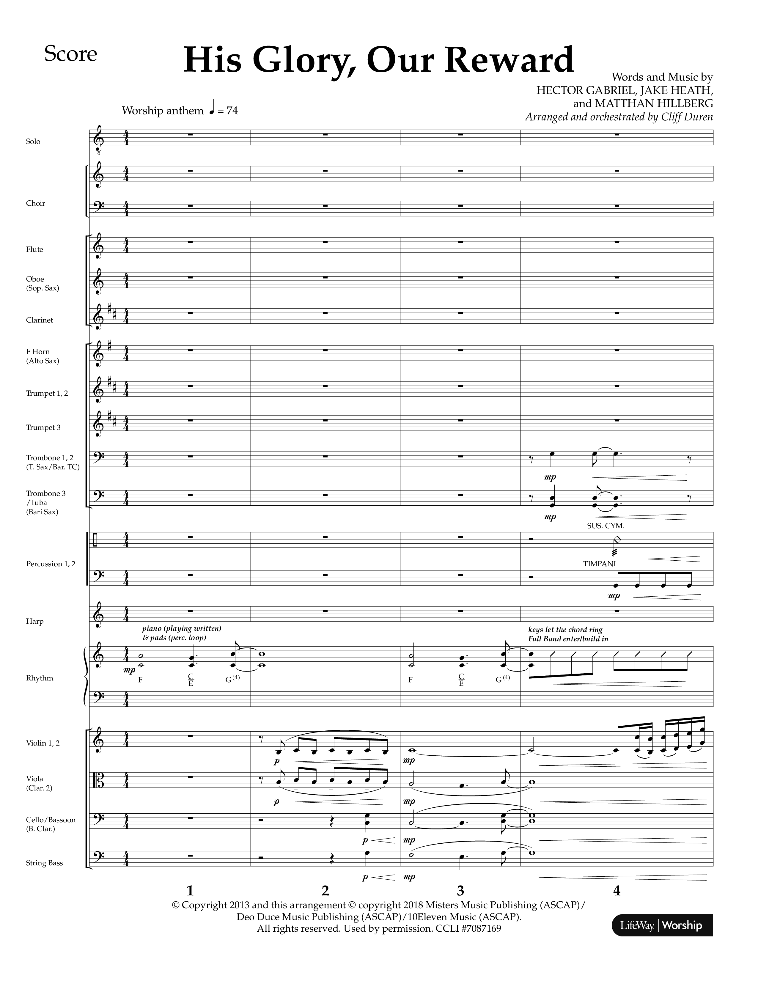 His Glory Our Reward (Choral Anthem SATB) Orchestration (Lifeway Choral / Arr. Cliff Duren)