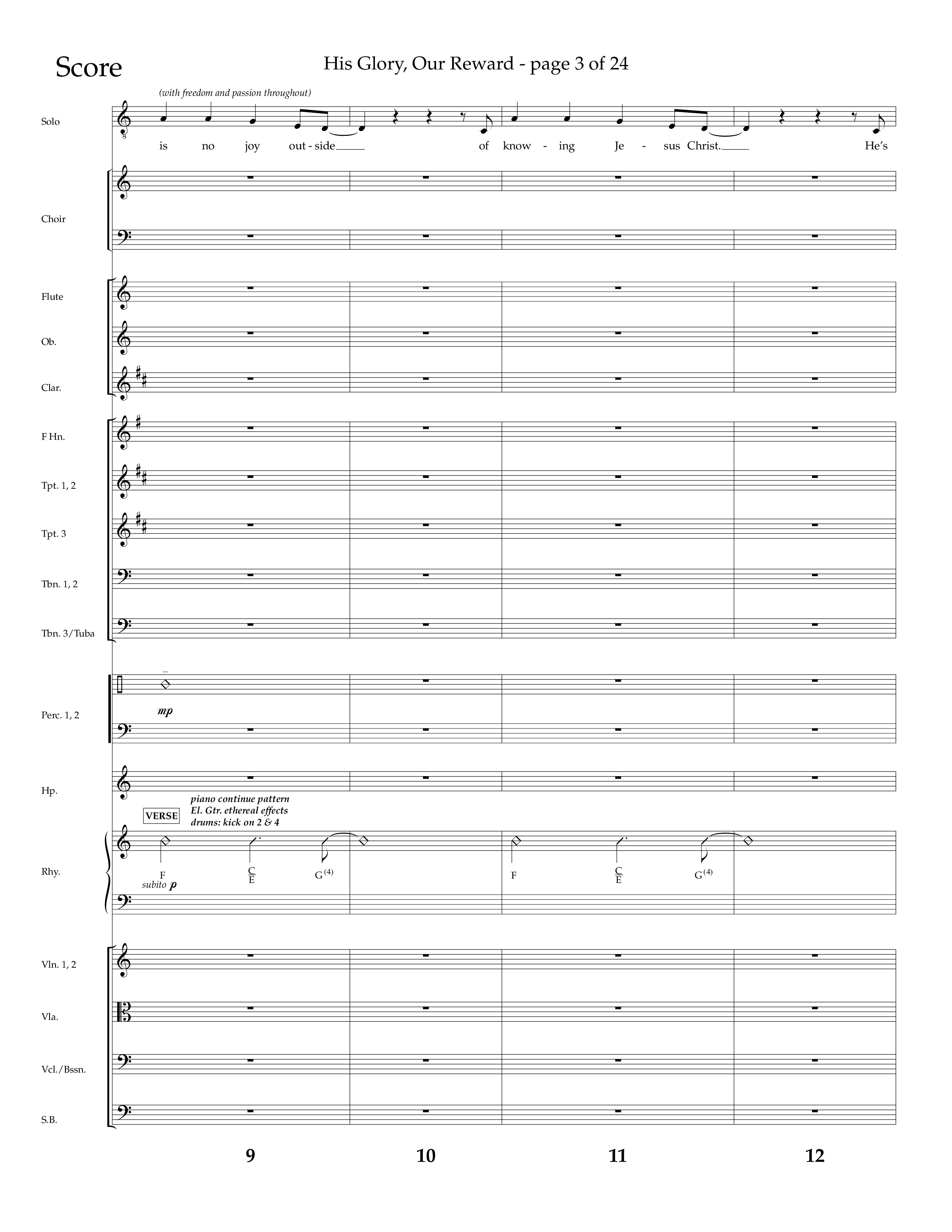 His Glory Our Reward (Choral Anthem SATB) Orchestration (Lifeway Choral / Arr. Cliff Duren)