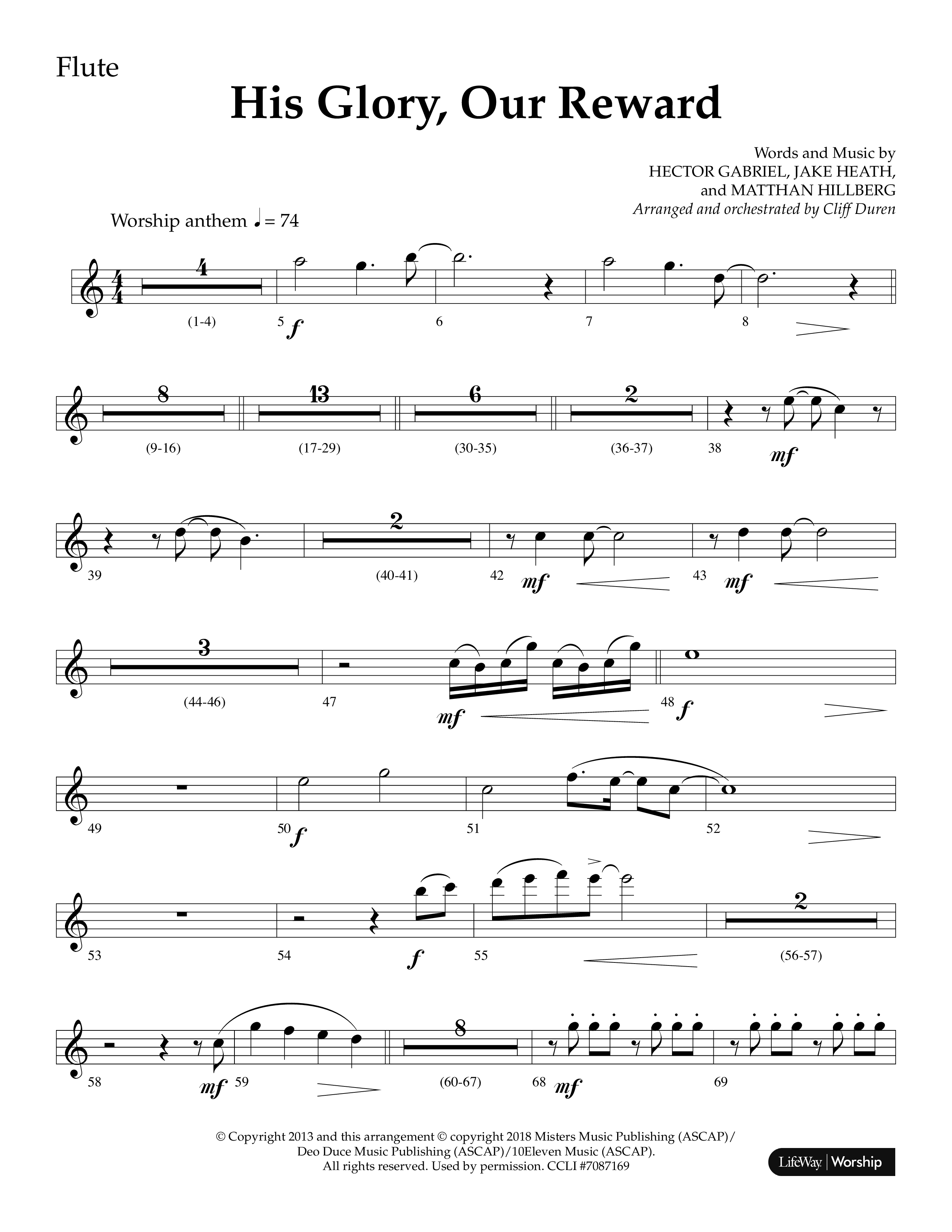 His Glory Our Reward (Choral Anthem SATB) Flute (Lifeway Choral / Arr. Cliff Duren)