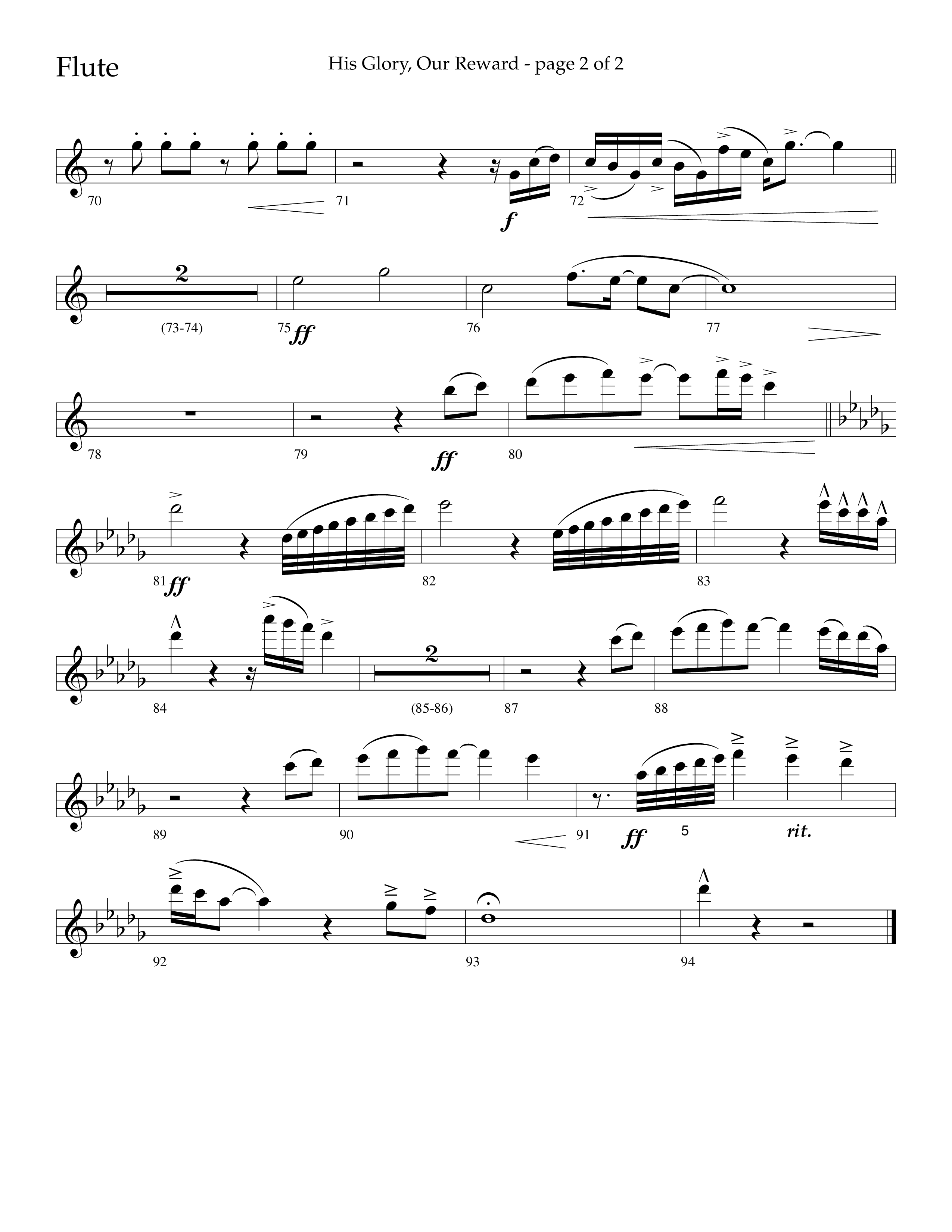 His Glory Our Reward (Choral Anthem SATB) Flute (Lifeway Choral / Arr. Cliff Duren)