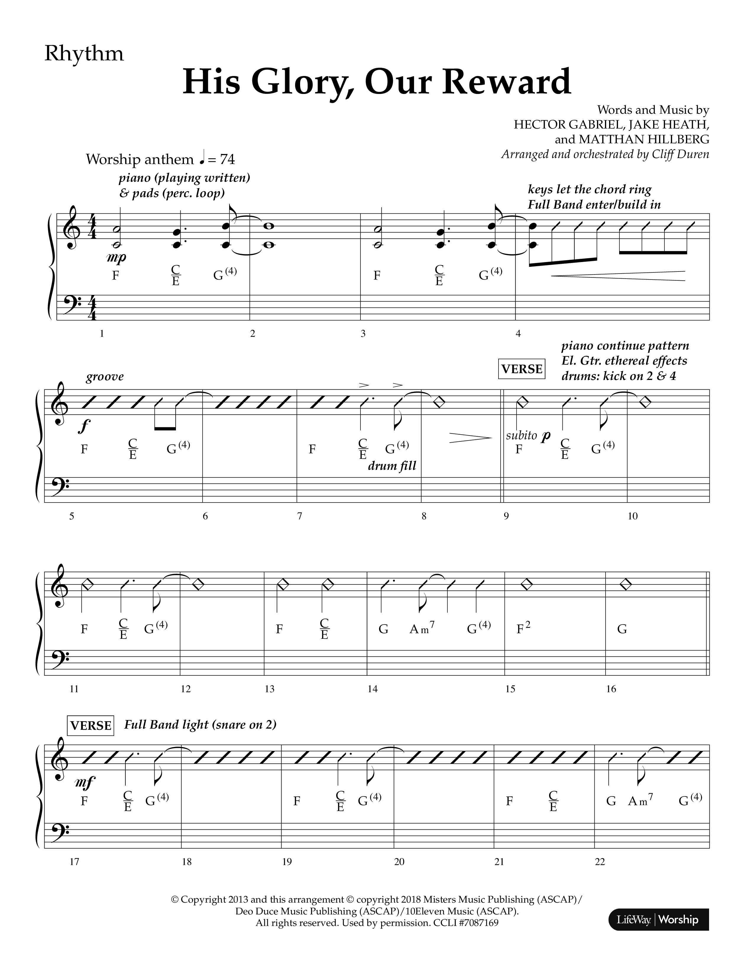 His Glory Our Reward (Choral Anthem SATB) Lead Melody & Rhythm (Lifeway Choral / Arr. Cliff Duren)