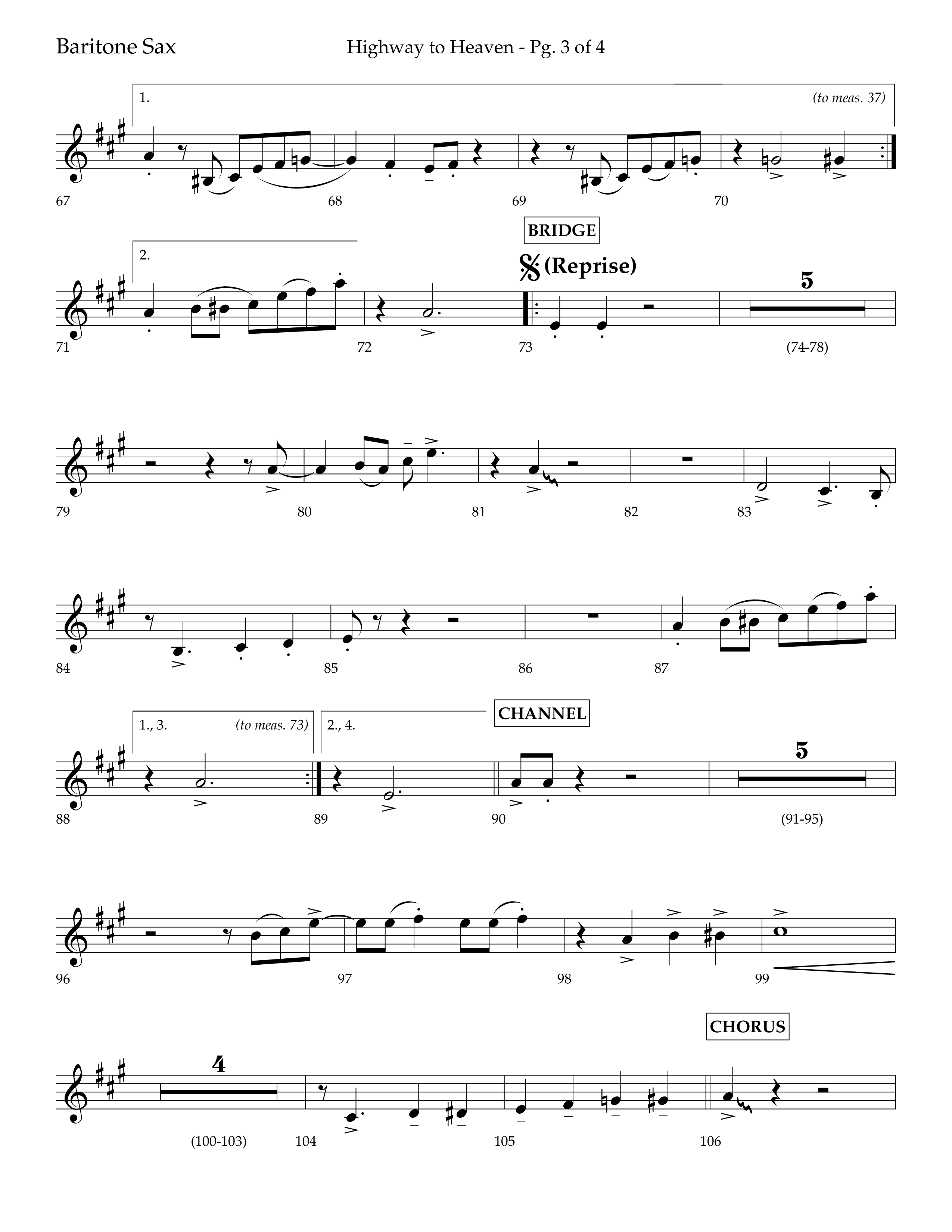 Highway To Heaven with When We All Get To Heaven (Choral Anthem SATB) Bari Sax (Lifeway Choral / Arr. Bradley Knight)