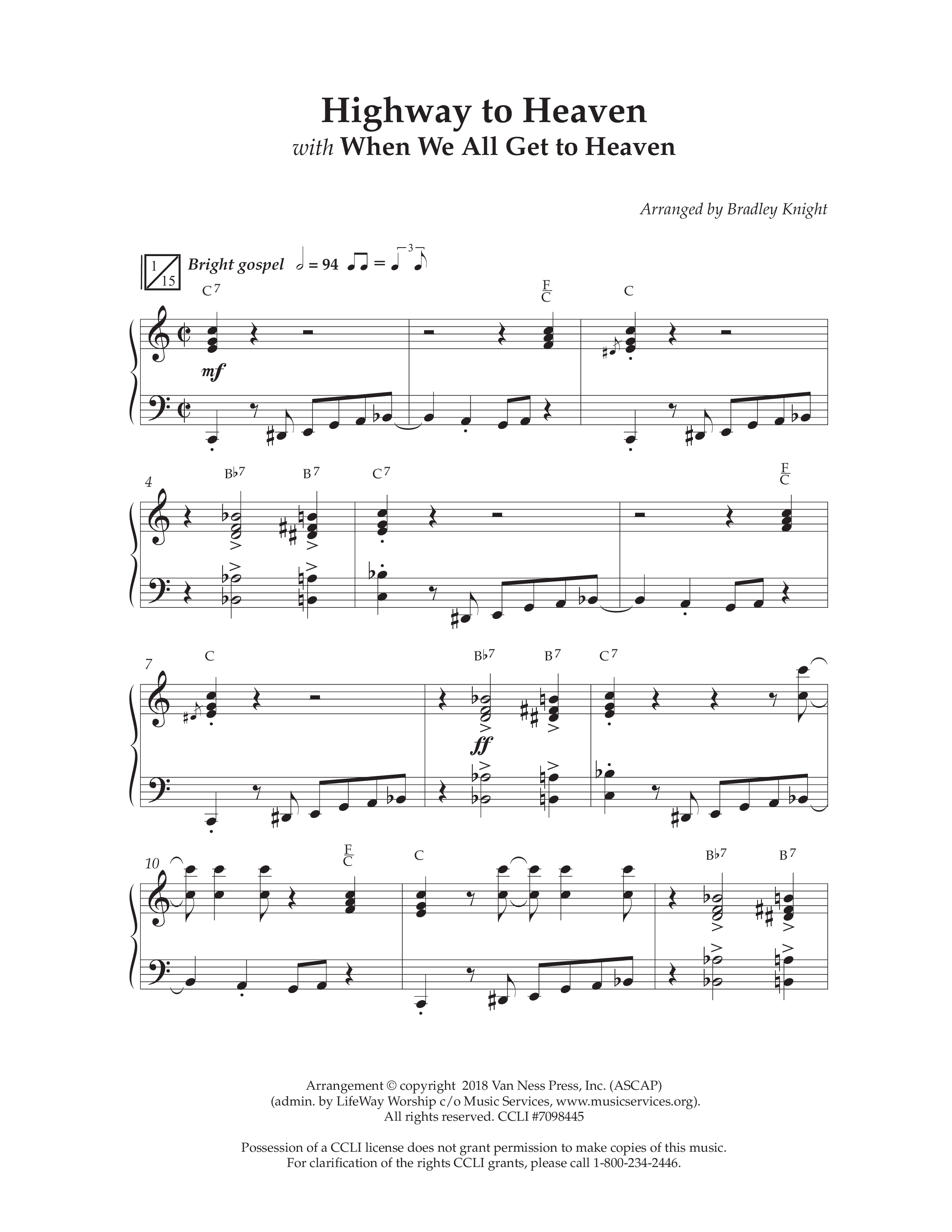 Highway To Heaven with When We All Get To Heaven (Choral Anthem SATB) Anthem (SATB/Piano) (Lifeway Choral / Arr. Bradley Knight)