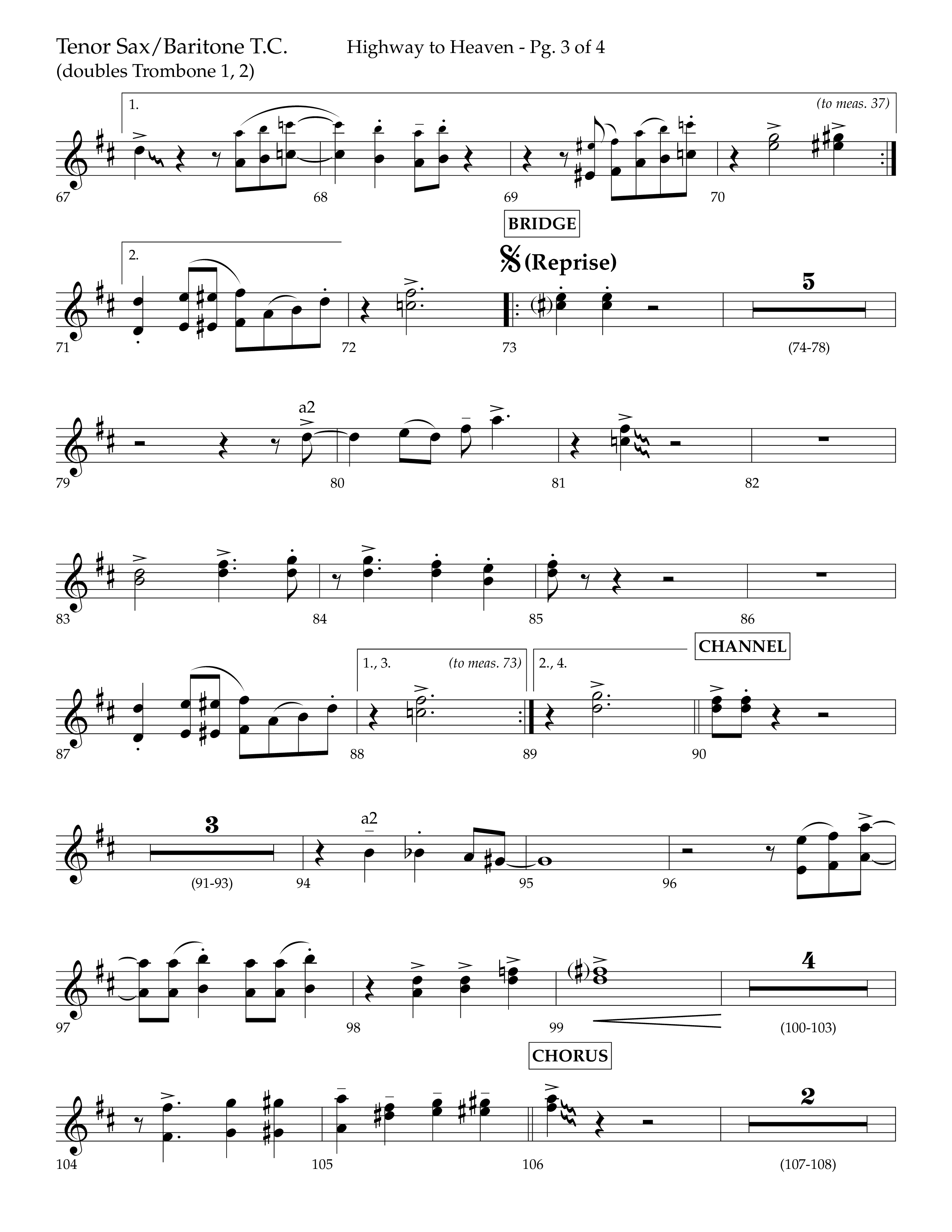 Highway To Heaven with When We All Get To Heaven (Choral Anthem SATB) Tenor Sax/Baritone T.C. (Lifeway Choral / Arr. Bradley Knight)