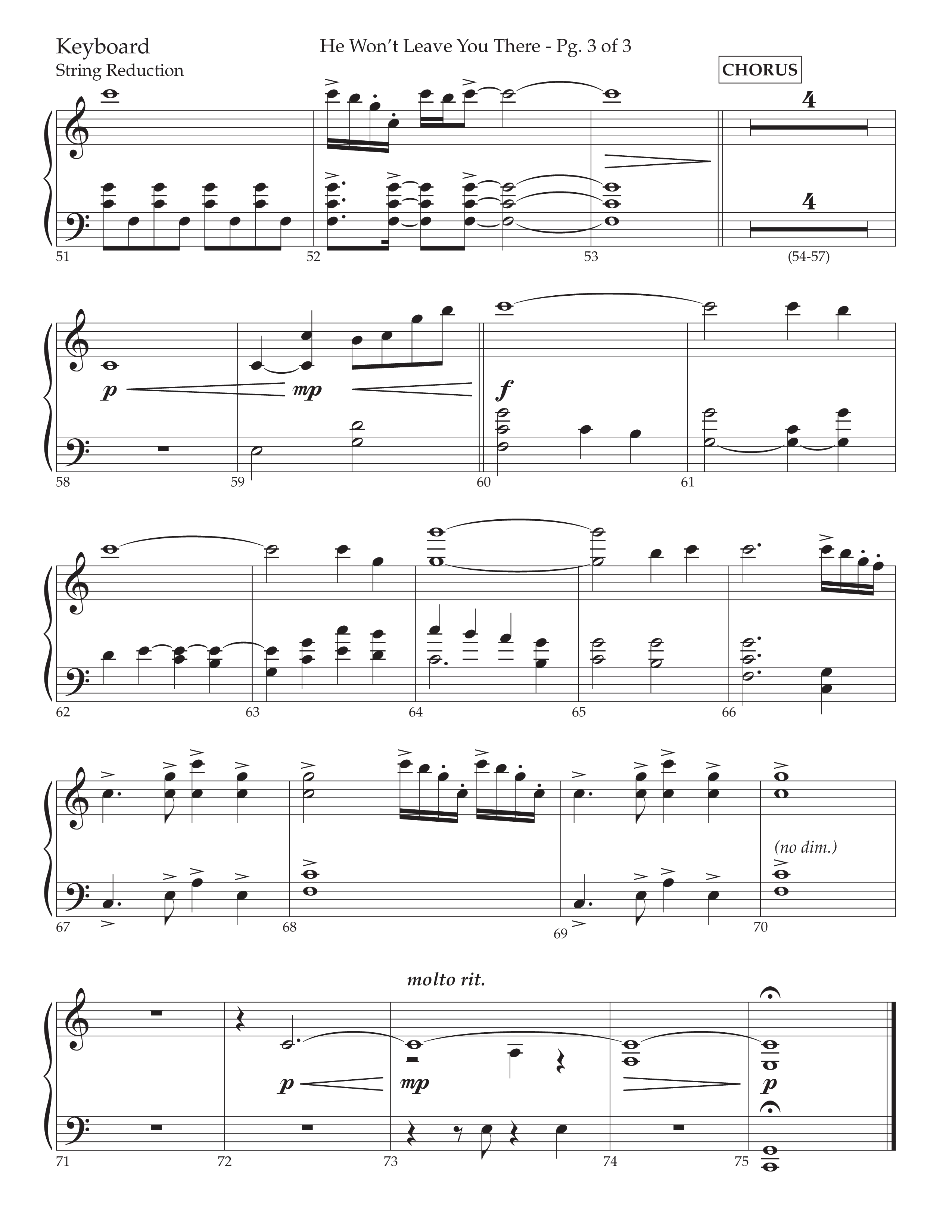 He Won't Leave You There (Choral Anthem SATB) String Reduction (Lifeway Choral / Arr. David Wise / Orch. David Shipps)