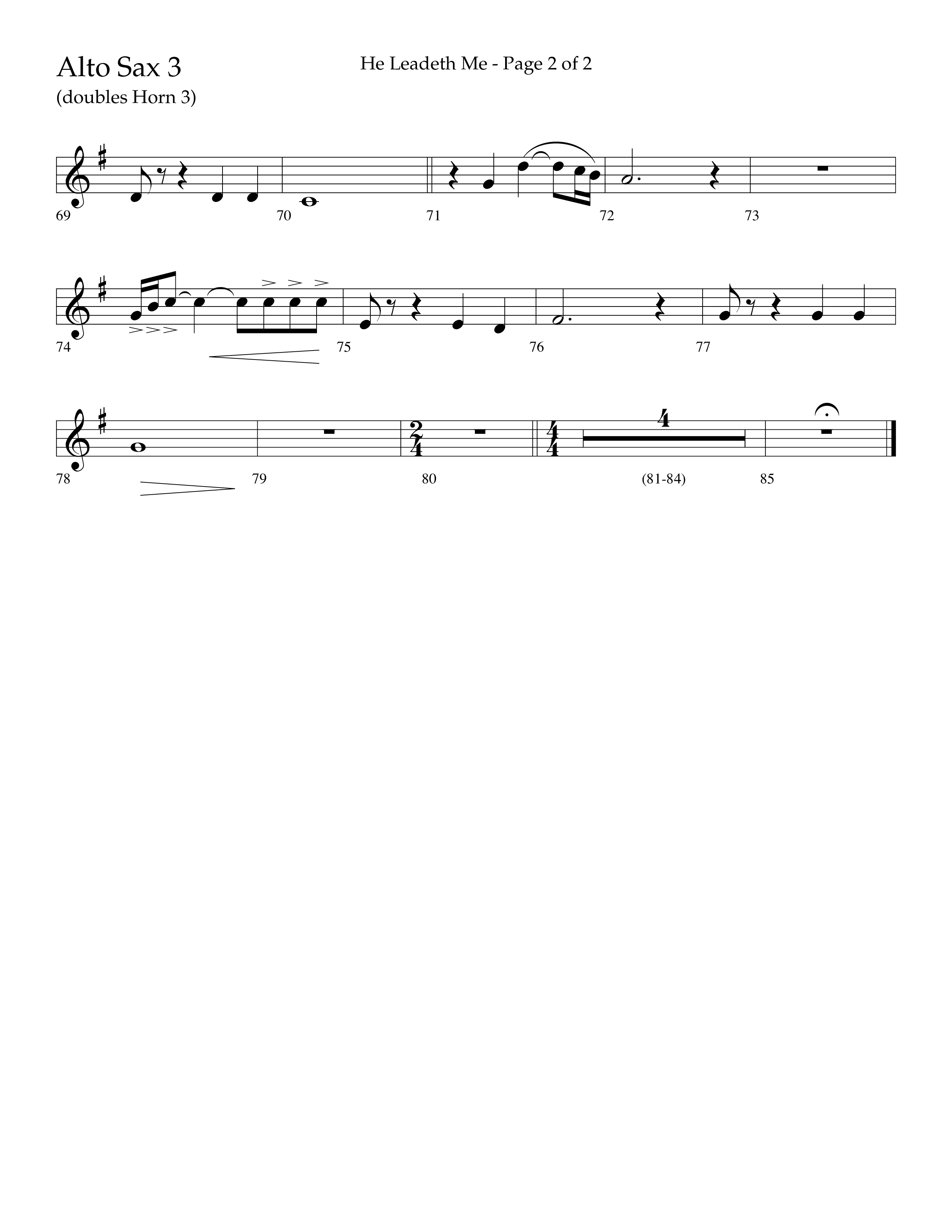 He Leadeth Me (Choral Anthem SATB) Alto Sax (Lifeway Choral / Arr. Eric Belvin / Arr. John Bolin / Arr. Don Koch)