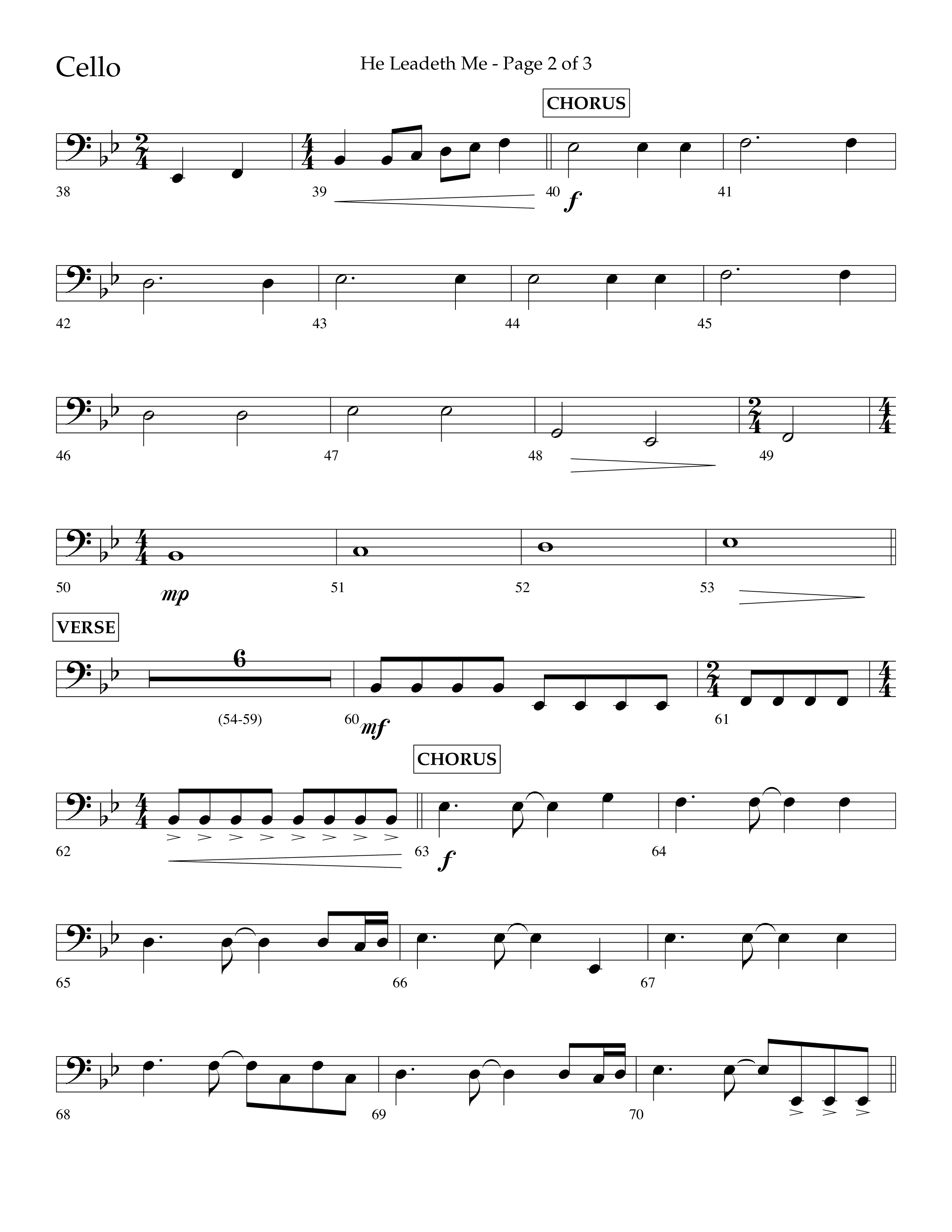 He Leadeth Me (Choral Anthem SATB) Cello (Lifeway Choral / Arr. Eric Belvin / Arr. John Bolin / Arr. Don Koch)