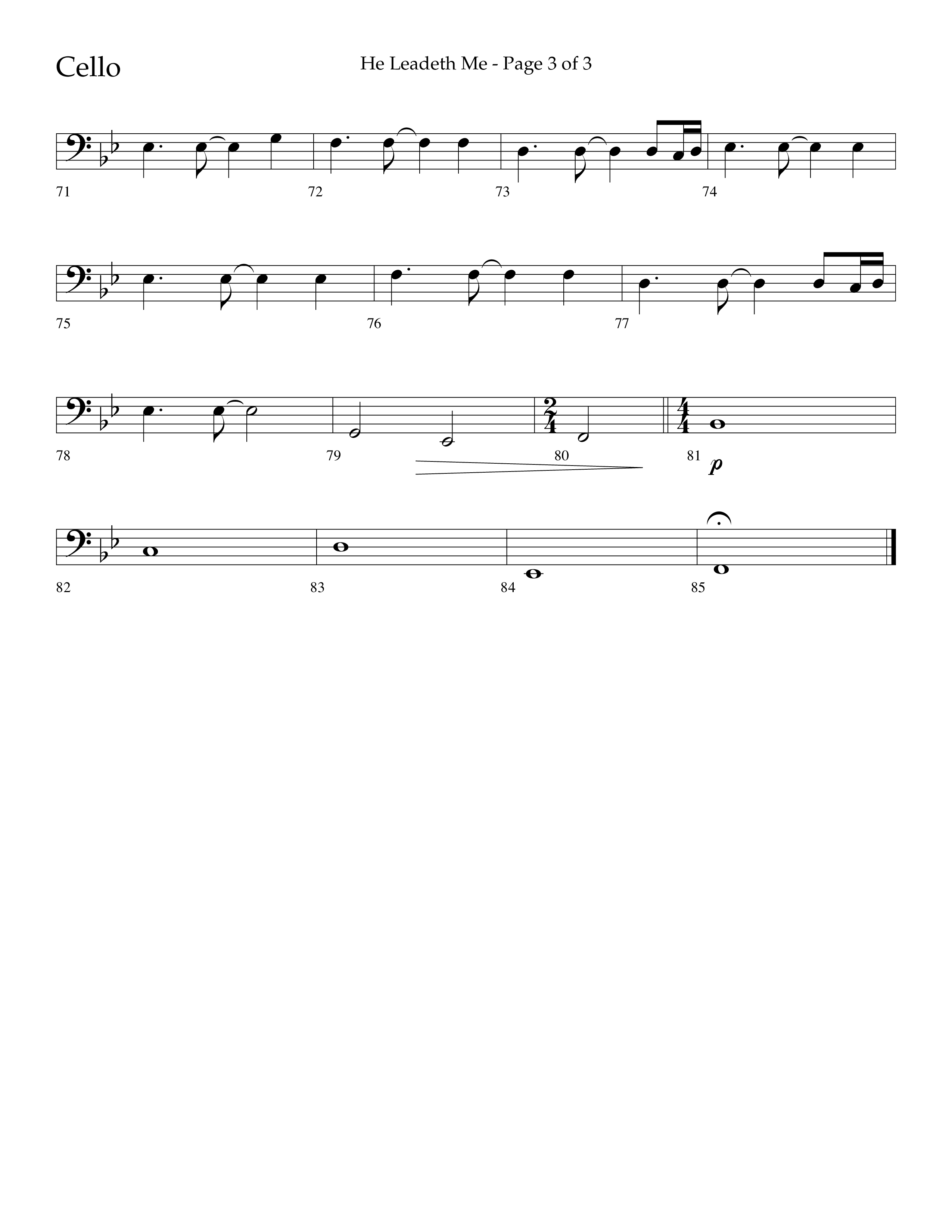 He Leadeth Me (Choral Anthem SATB) Cello (Lifeway Choral / Arr. Eric Belvin / Arr. John Bolin / Arr. Don Koch)