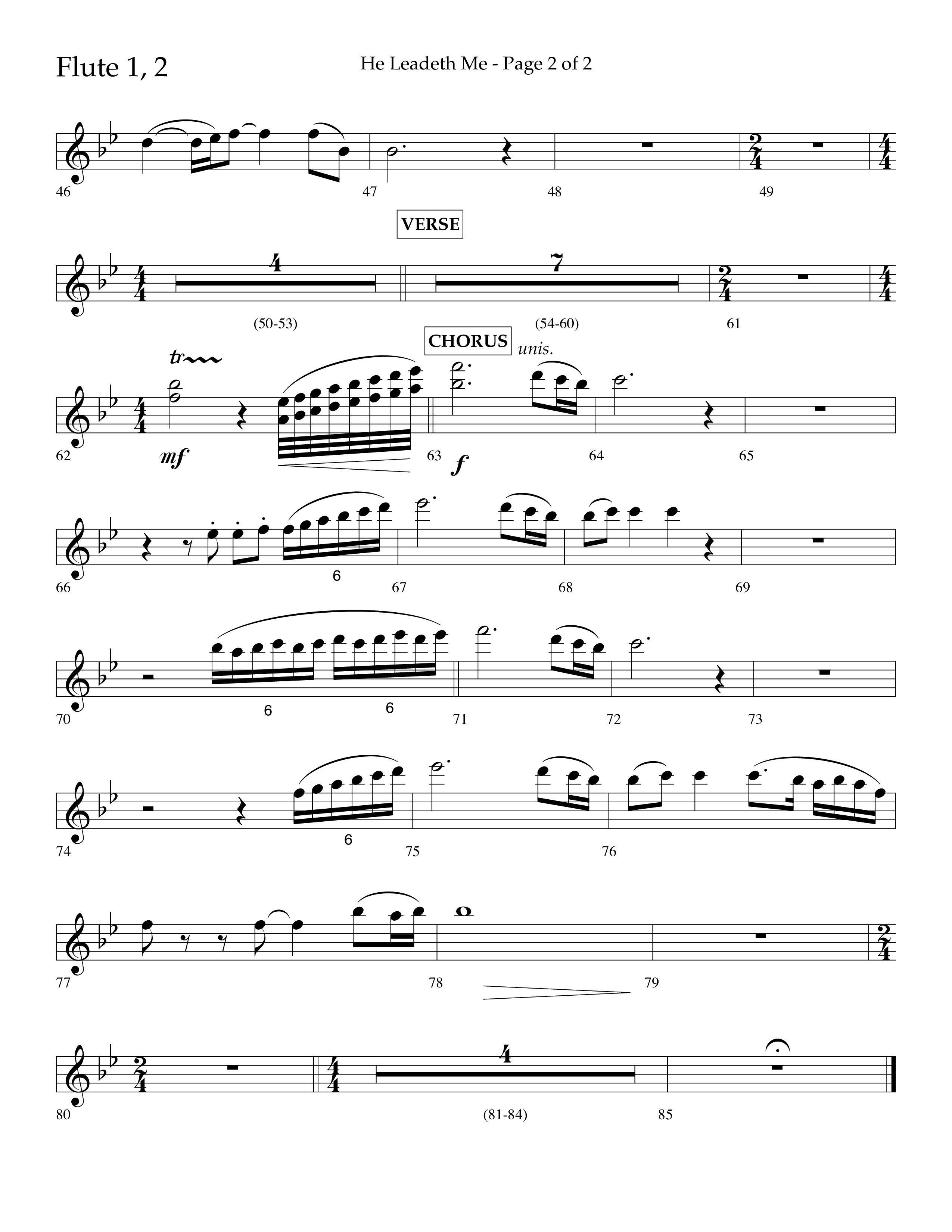 He Leadeth Me (Choral Anthem SATB) Flute 1/2 (Lifeway Choral / Arr. Eric Belvin / Arr. John Bolin / Arr. Don Koch)