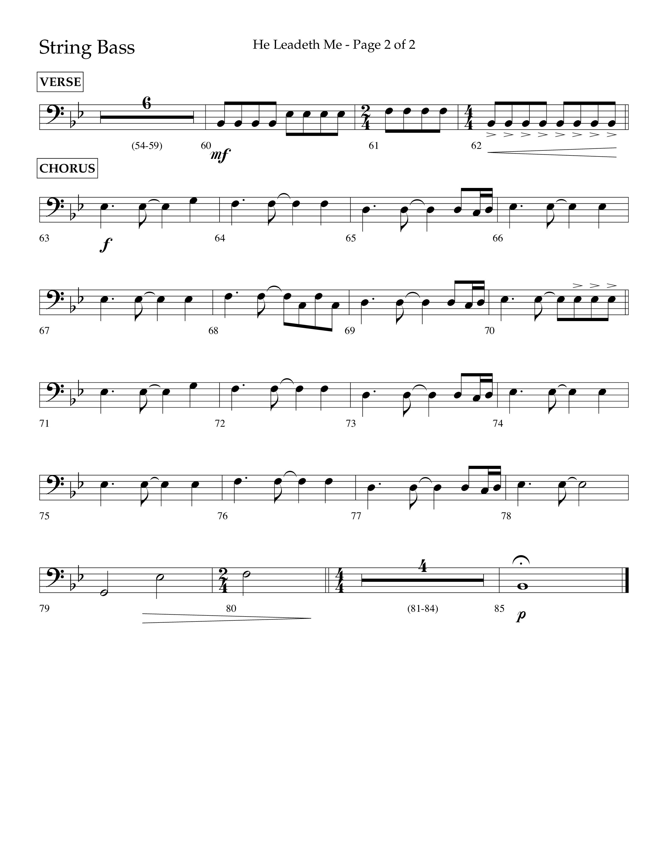 He Leadeth Me (Choral Anthem SATB) String Bass (Lifeway Choral / Arr. Eric Belvin / Arr. John Bolin / Arr. Don Koch)
