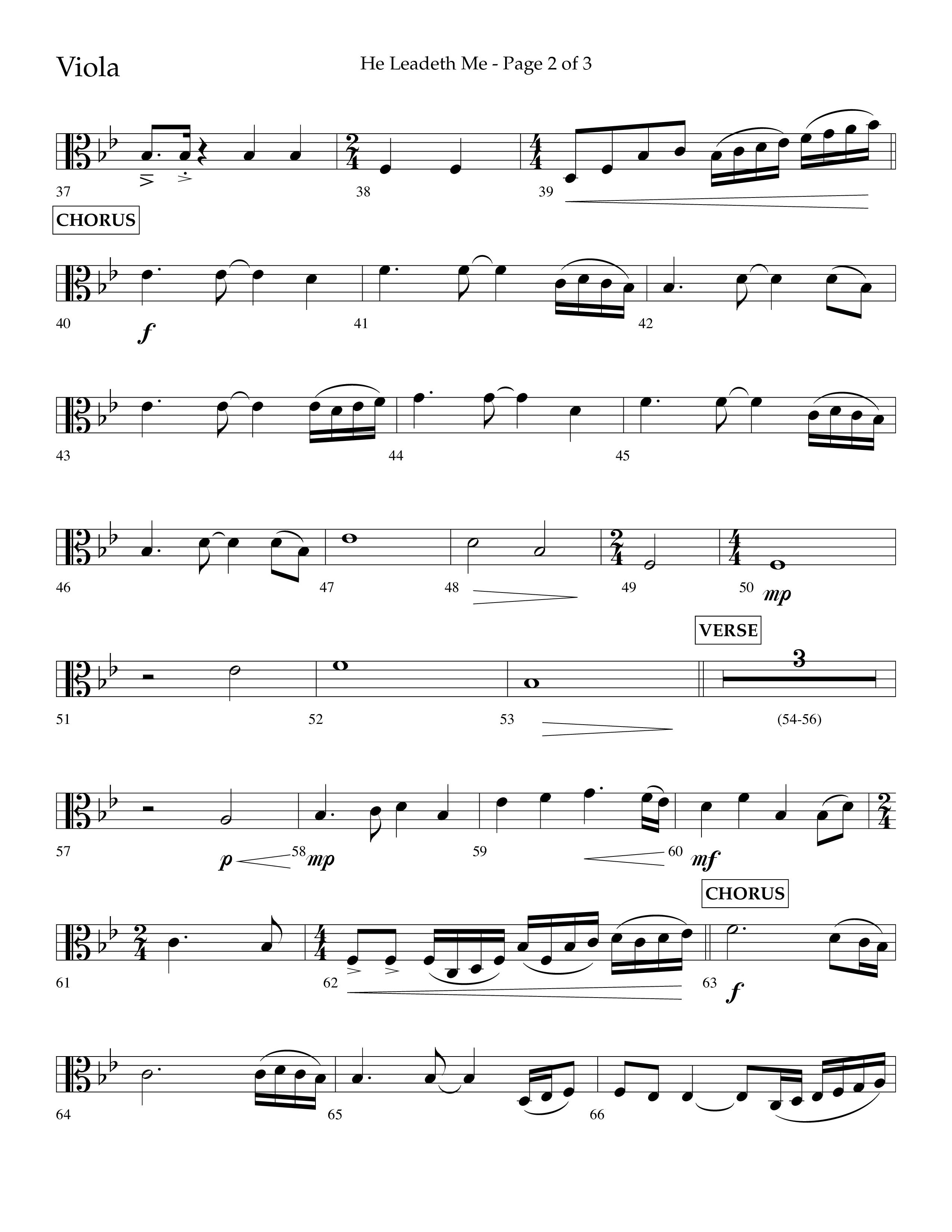 He Leadeth Me (Choral Anthem SATB) Viola (Lifeway Choral / Arr. Eric Belvin / Arr. John Bolin / Arr. Don Koch)