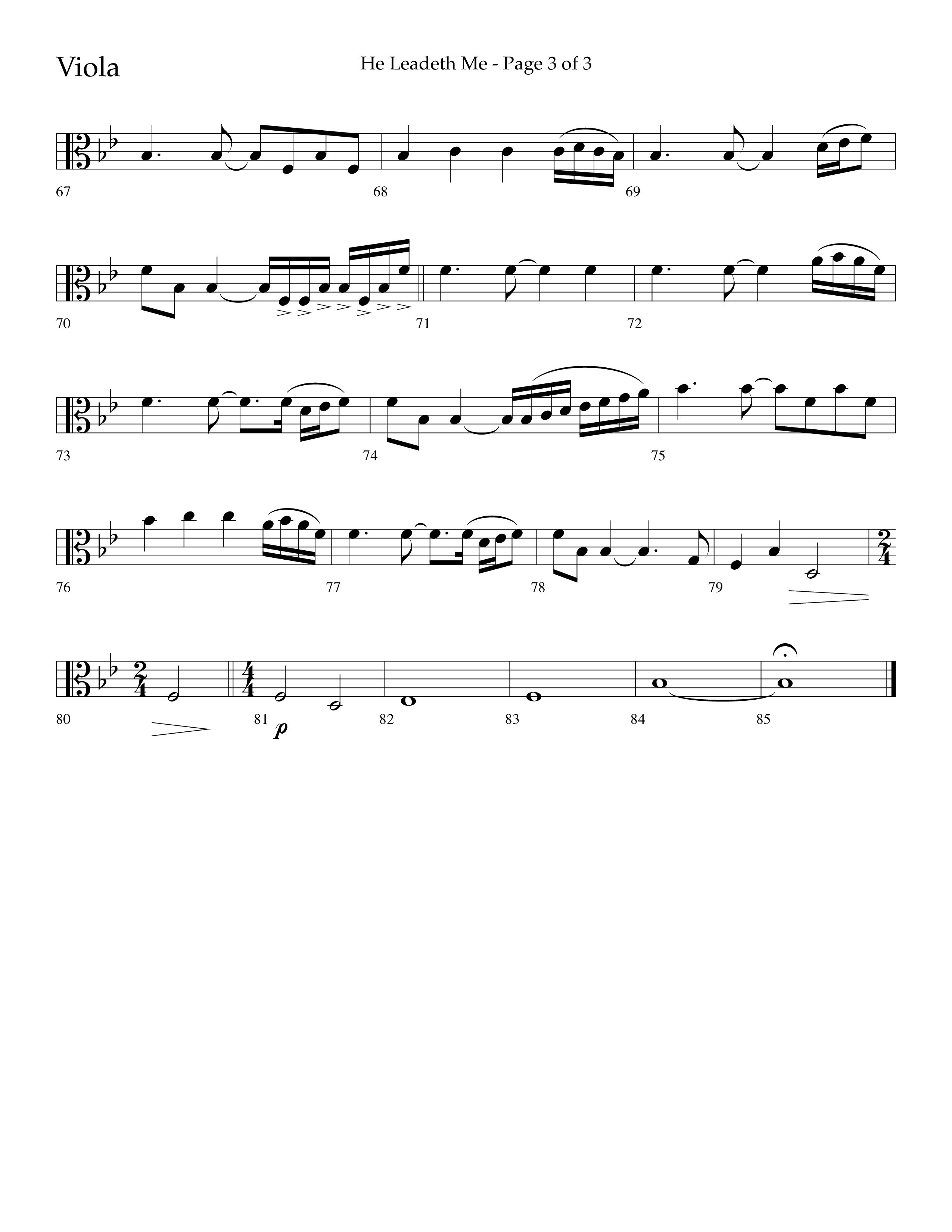 He Leadeth Me (Choral Anthem SATB) Viola (Lifeway Choral / Arr. Eric Belvin / Arr. John Bolin / Arr. Don Koch)