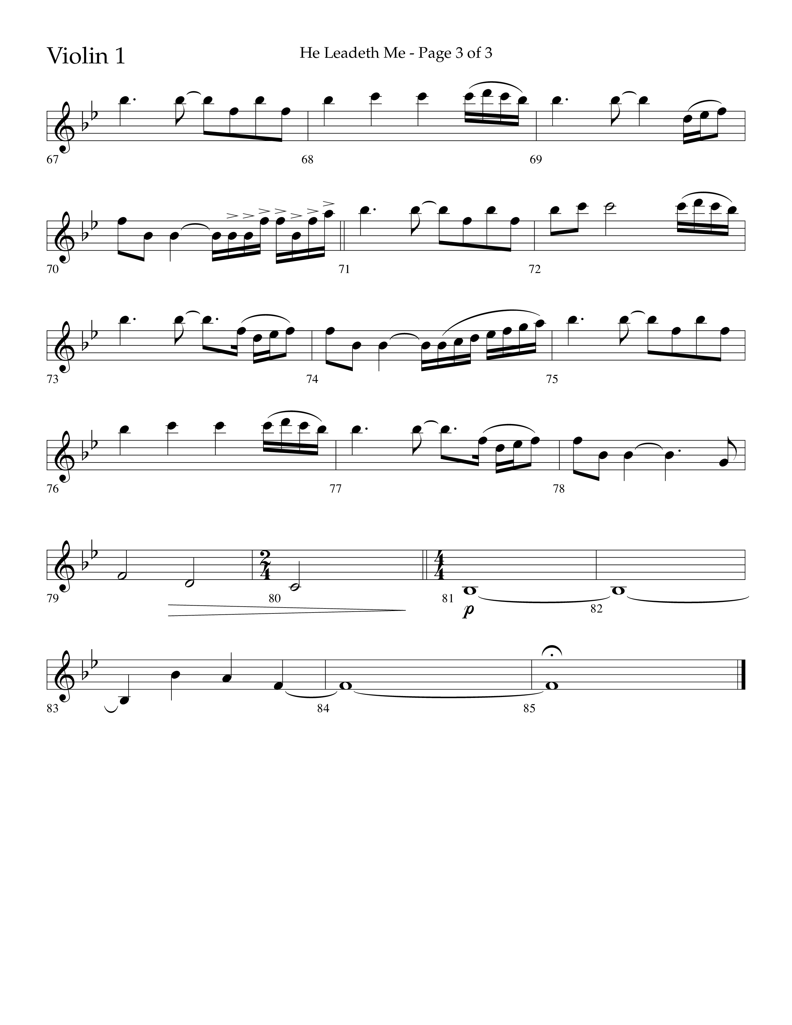 He Leadeth Me (Choral Anthem SATB) Violin 1 (Lifeway Choral / Arr. Eric Belvin / Arr. John Bolin / Arr. Don Koch)