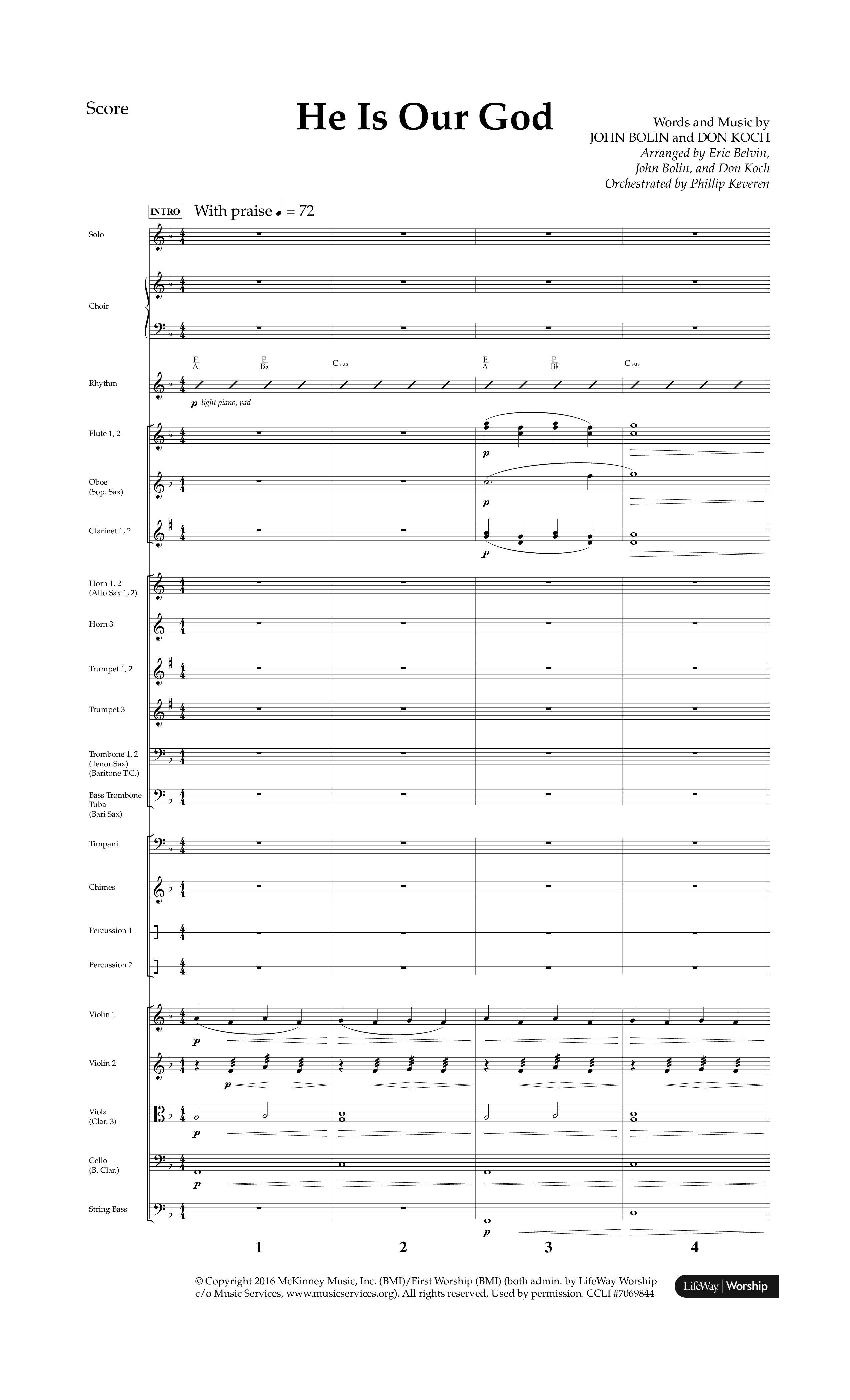 He Is Our God (Choral Anthem SATB) Orchestration (Lifeway Choral / Arr. John Bolin / Arr. Don Koch / Arr. Eric Belvin / Orch. Phillip Keveren)