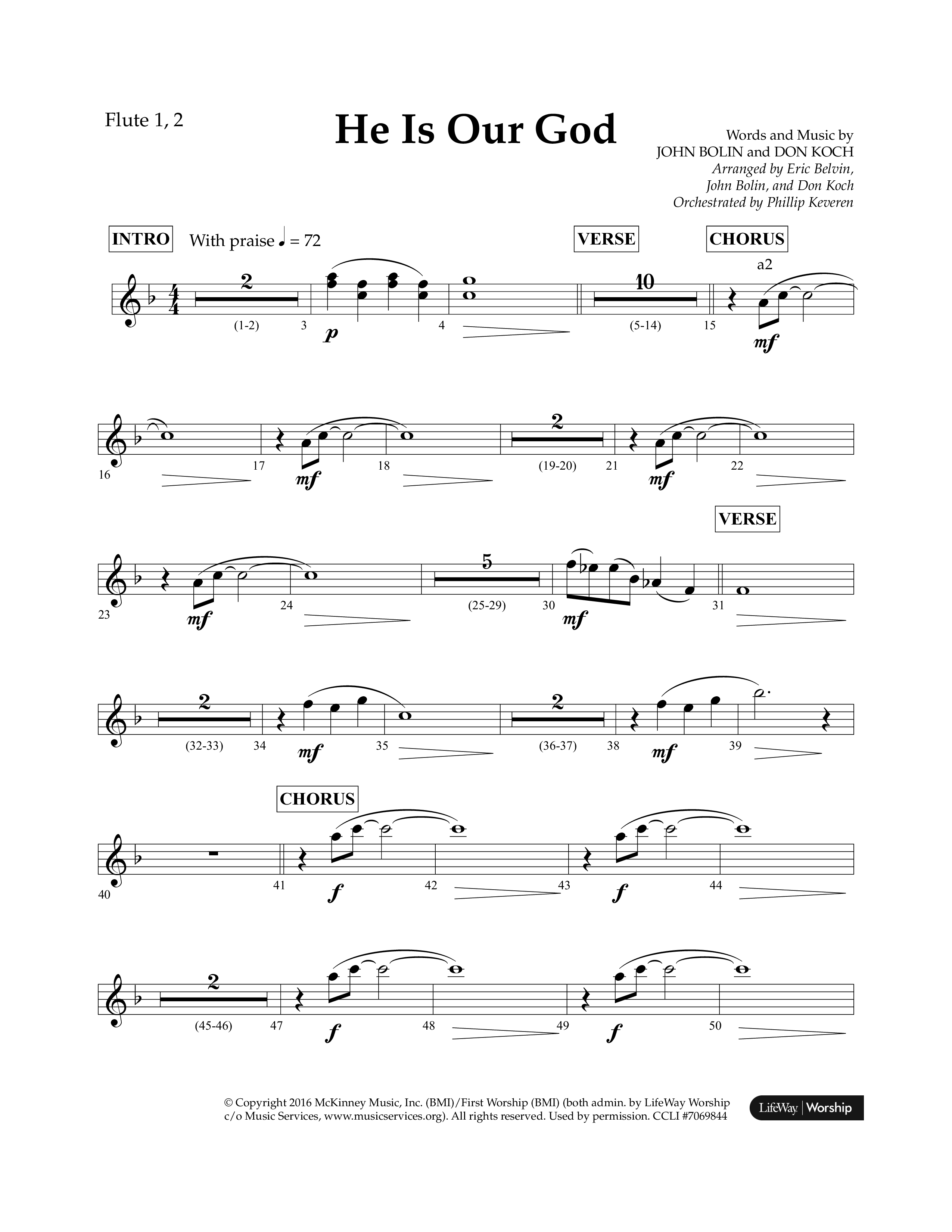He Is Our God (Choral Anthem SATB) Flute 1/2 (Lifeway Choral / Arr. John Bolin / Arr. Don Koch / Arr. Eric Belvin / Orch. Phillip Keveren)