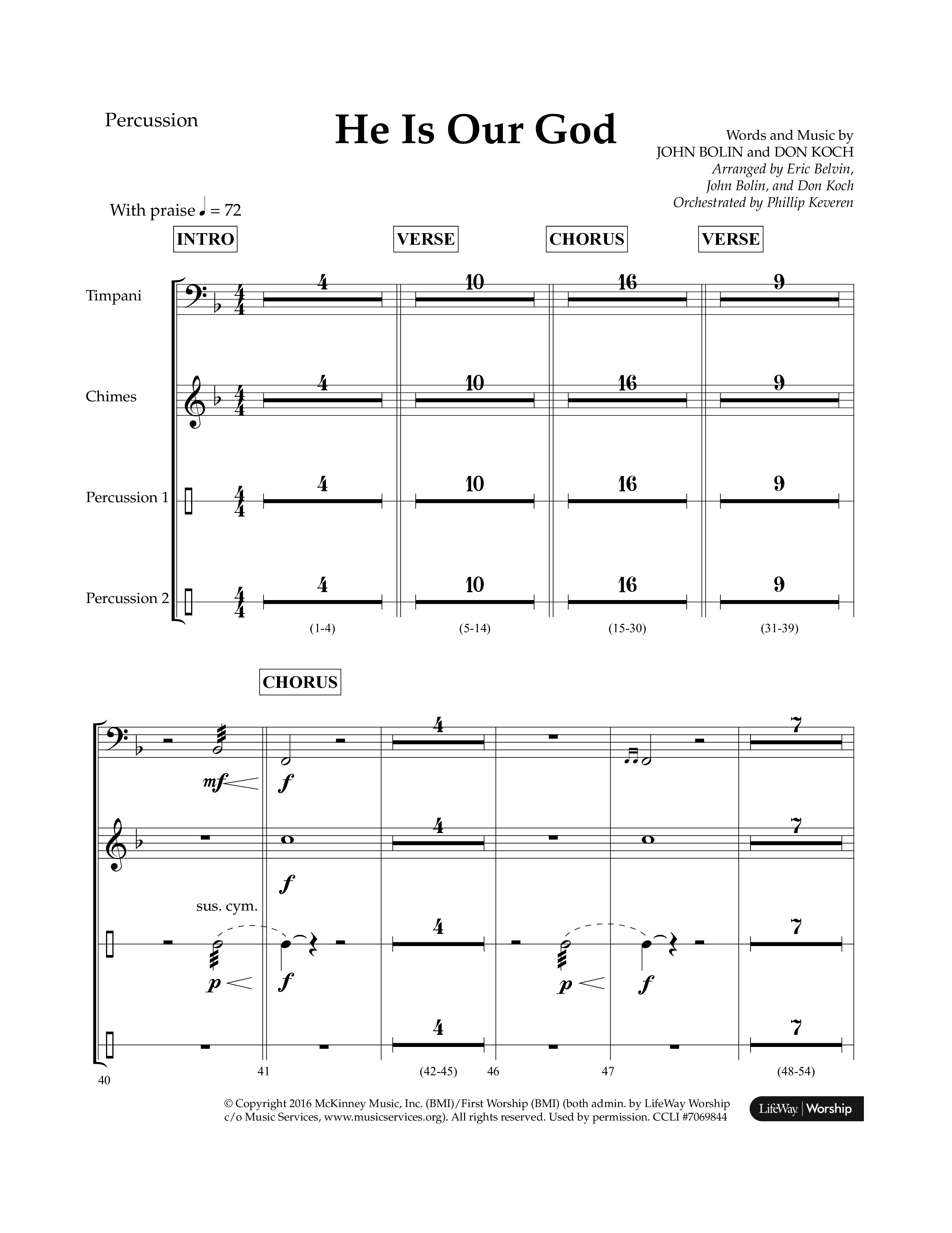 He Is Our God (Choral Anthem SATB) Percussion (Lifeway Choral / Arr. John Bolin / Arr. Don Koch / Arr. Eric Belvin / Orch. Phillip Keveren)