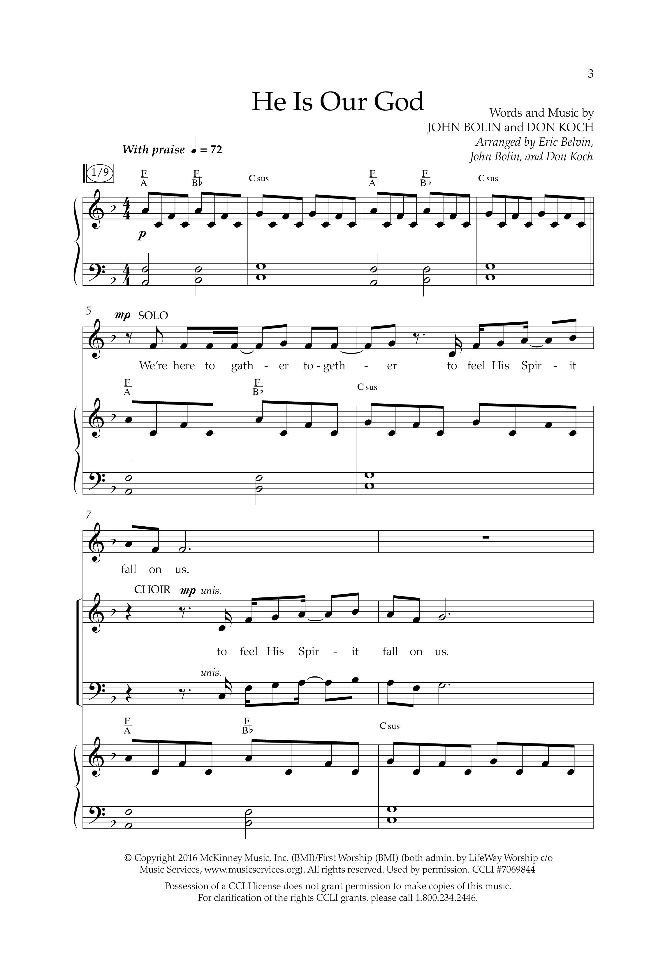 He Is Our God (Choral Anthem SATB) Anthem (SATB/Piano) (Lifeway Choral / Arr. John Bolin / Arr. Don Koch / Arr. Eric Belvin / Orch. Phillip Keveren)