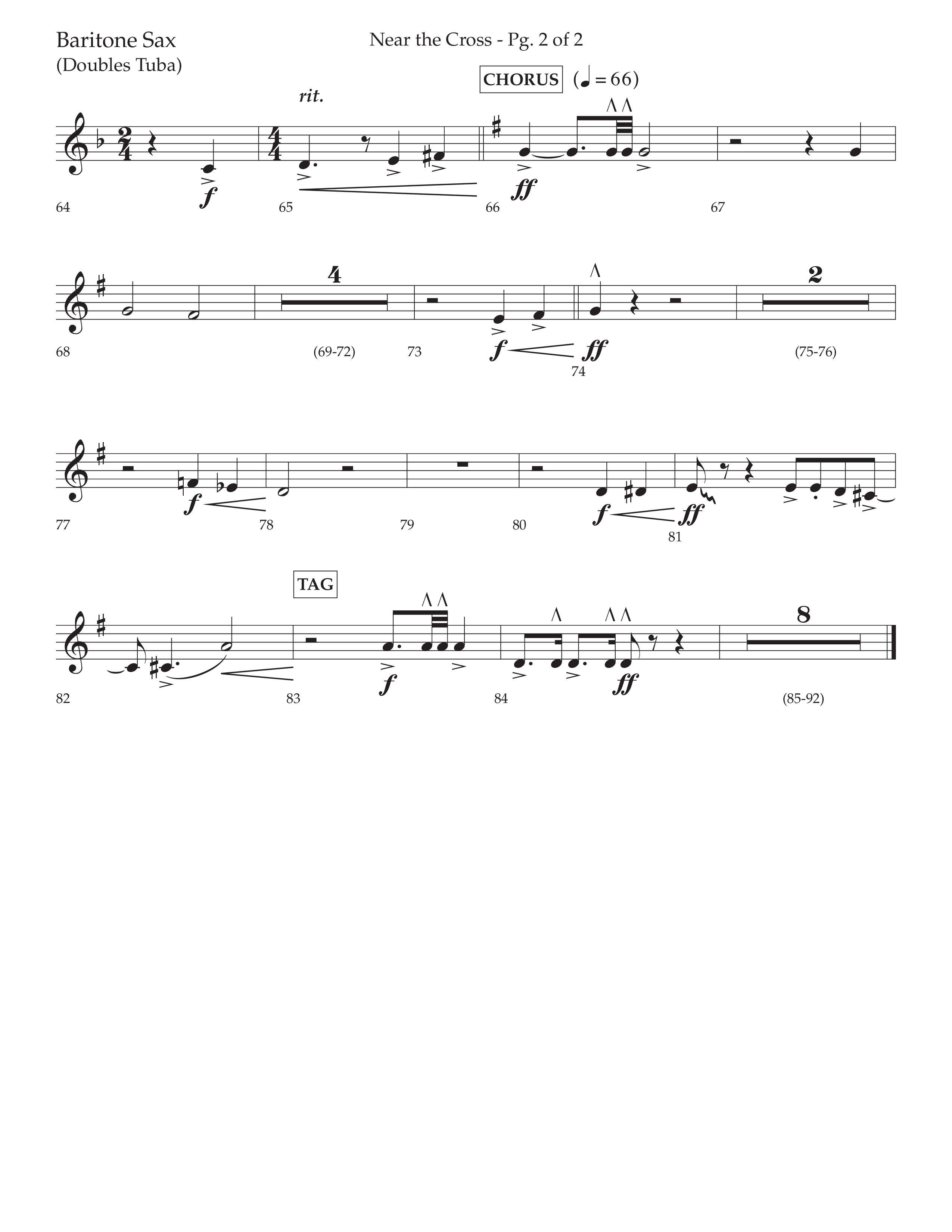 Near The Cross (Choral Anthem SATB) Bari Sax (Lifeway Choral / Arr. David Wise / Orch. Cliff Duren)
