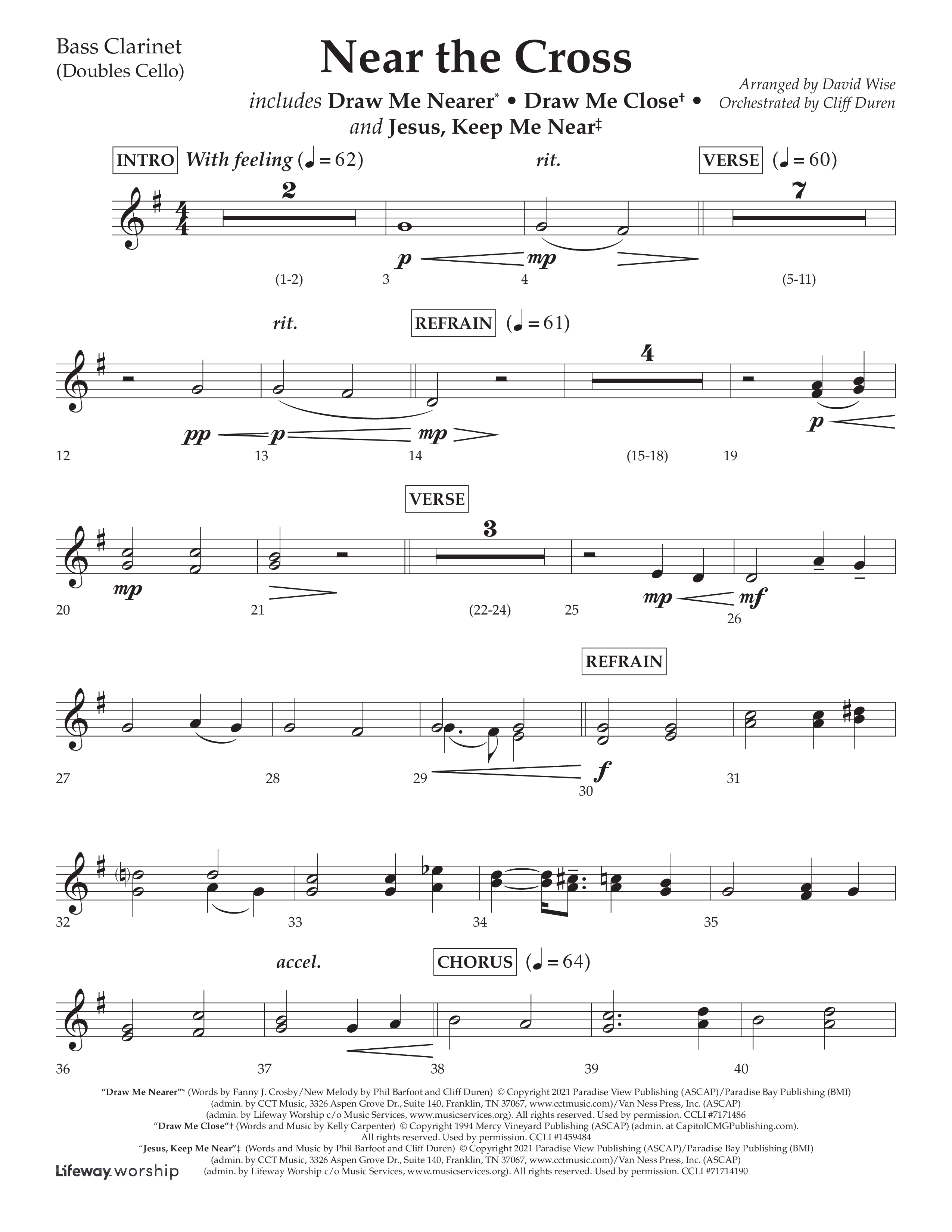Near The Cross (Choral Anthem SATB) Bass Clarinet (Lifeway Choral / Arr. David Wise / Orch. Cliff Duren)