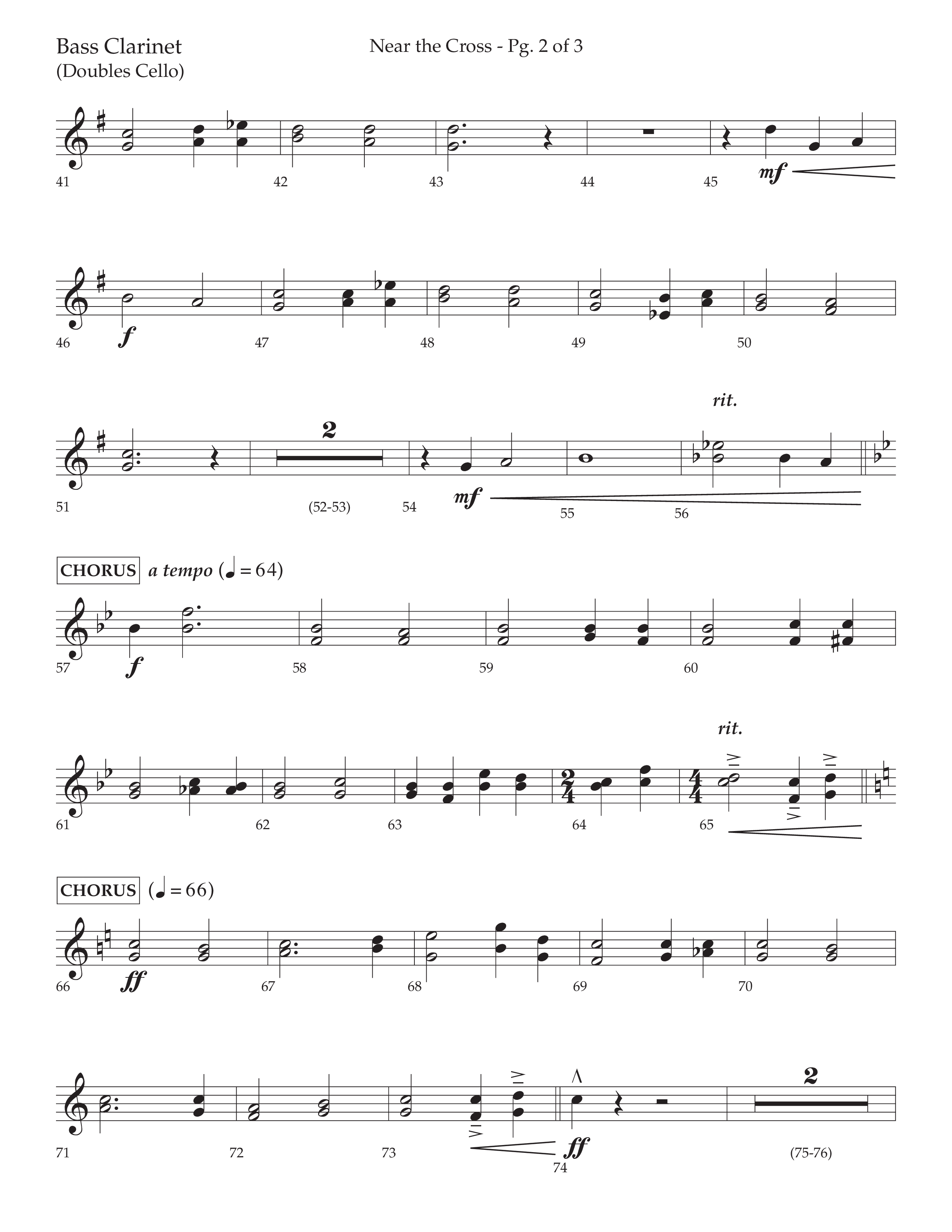 Near The Cross (Choral Anthem SATB) Bass Clarinet (Lifeway Choral / Arr. David Wise / Orch. Cliff Duren)