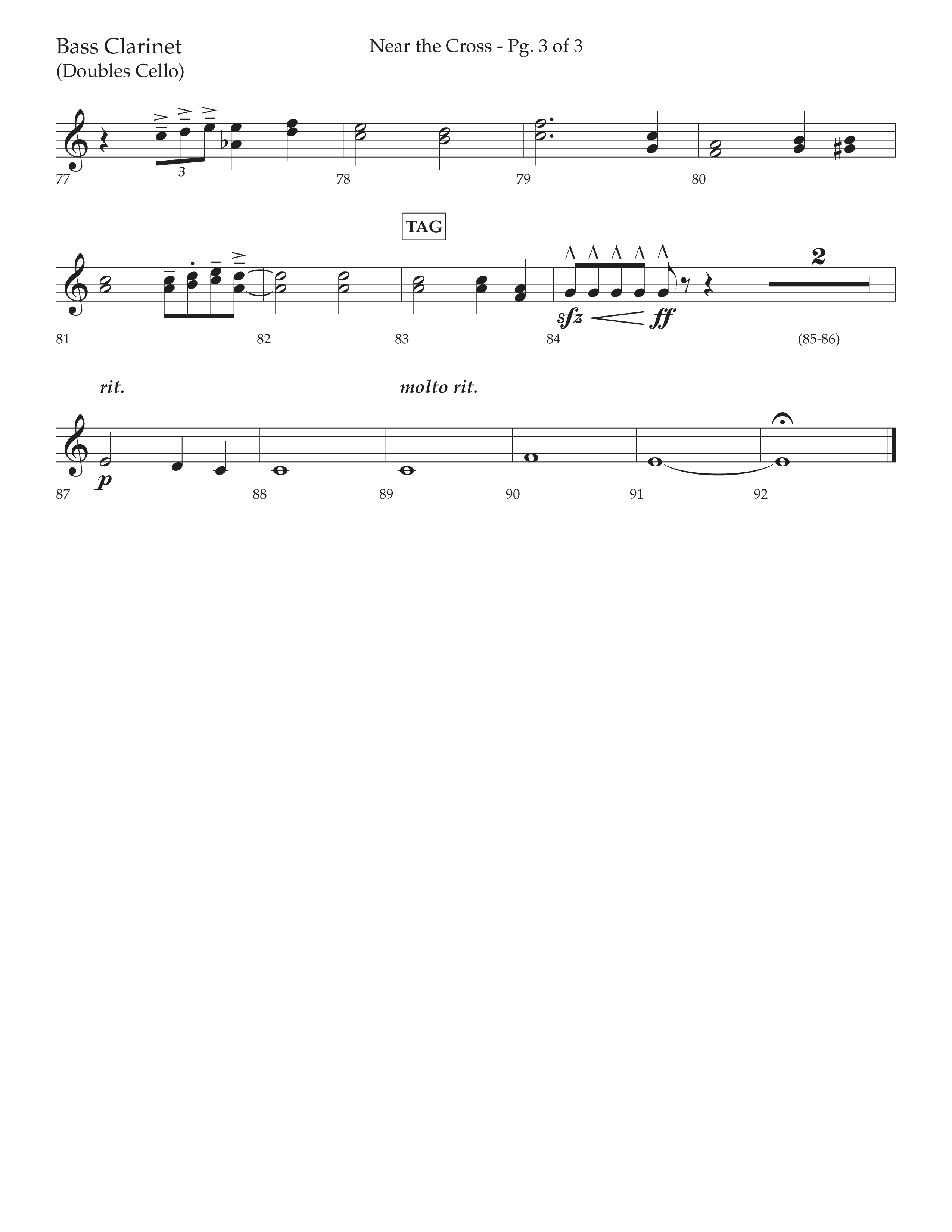 Near The Cross (Choral Anthem SATB) Bass Clarinet (Lifeway Choral / Arr. David Wise / Orch. Cliff Duren)