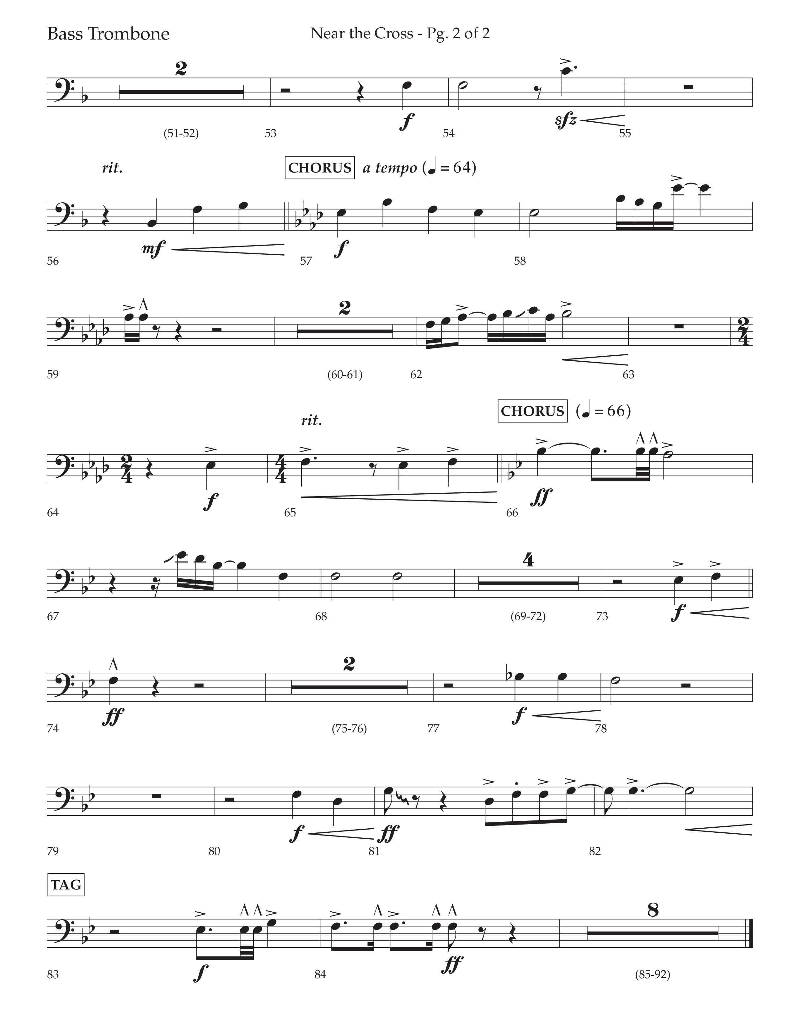 Near The Cross (Choral Anthem SATB) Bass Trombone (Lifeway Choral / Arr. David Wise / Orch. Cliff Duren)