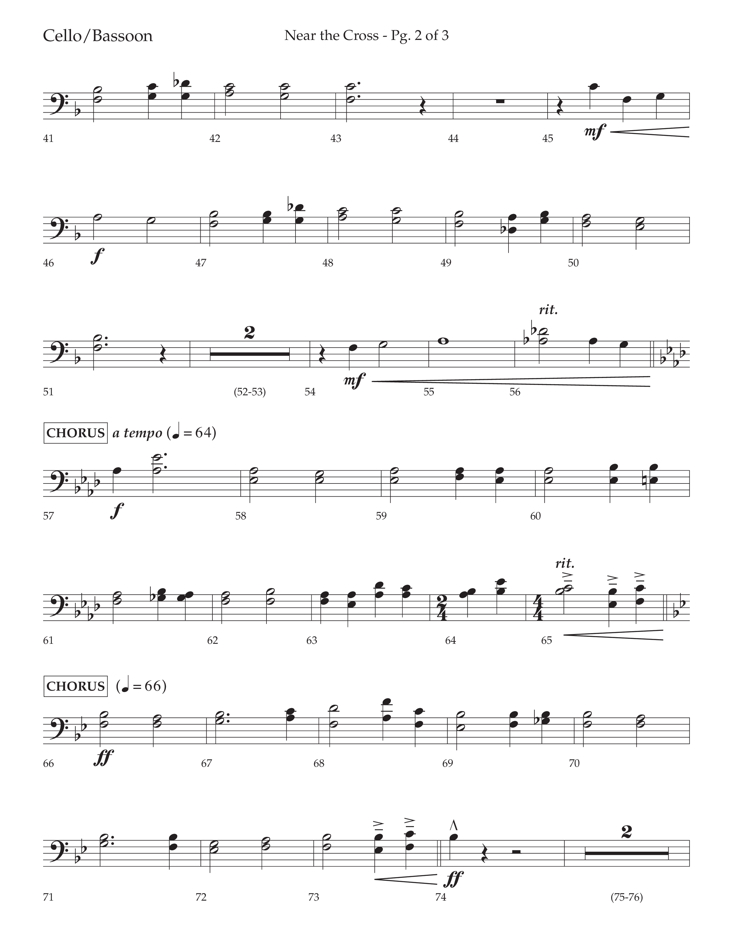 Near The Cross (Choral Anthem SATB) Cello (Lifeway Choral / Arr. David Wise / Orch. Cliff Duren)