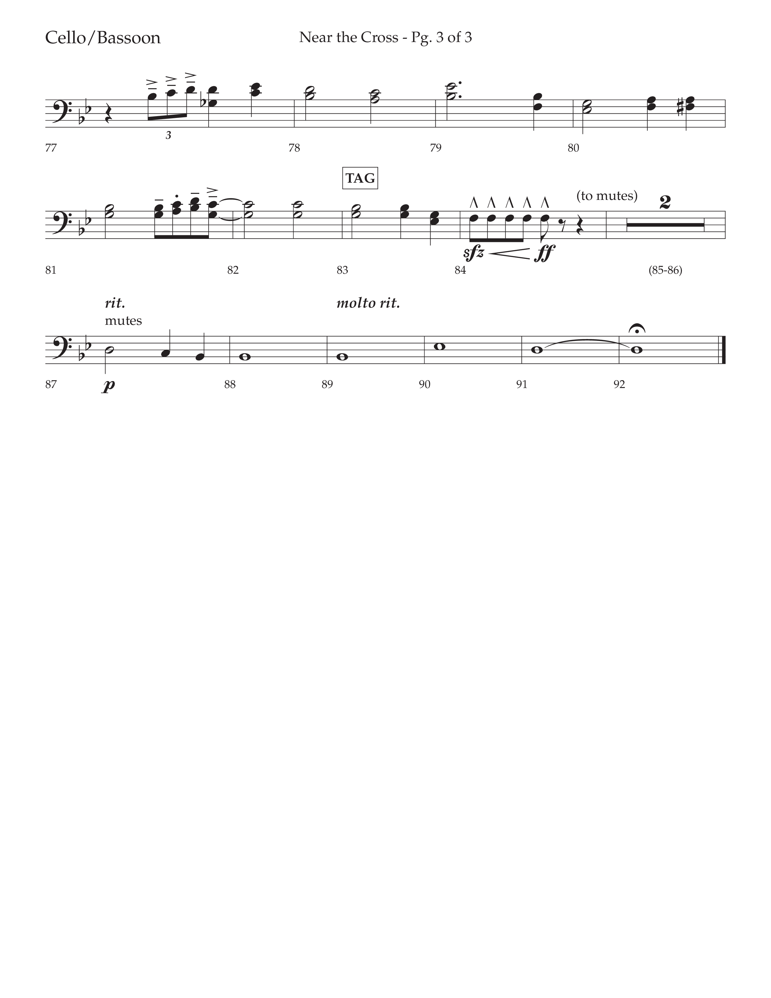 Near The Cross (Choral Anthem SATB) Cello (Lifeway Choral / Arr. David Wise / Orch. Cliff Duren)