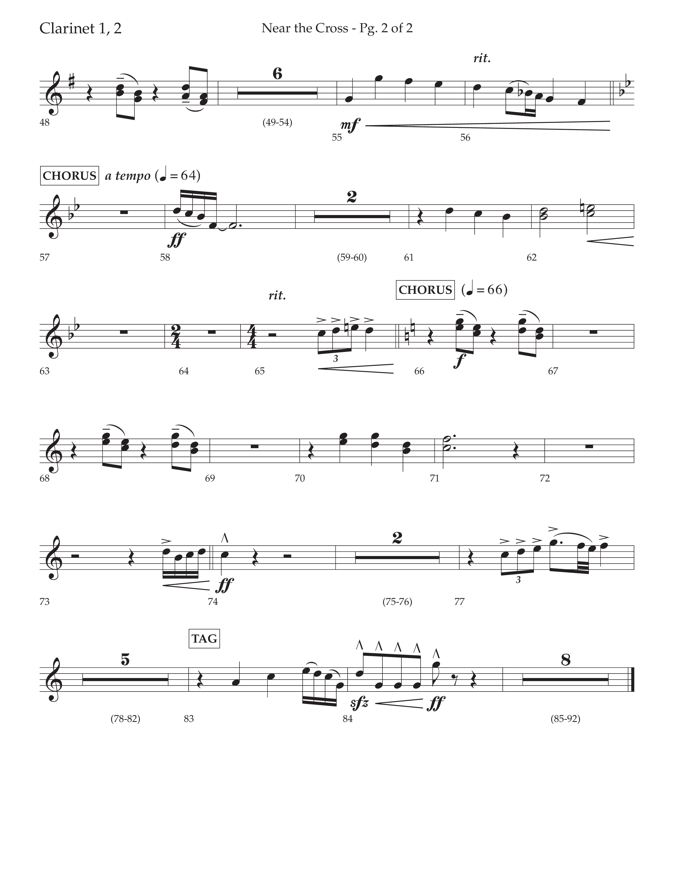 Near The Cross (Choral Anthem SATB) Clarinet 1/2 (Lifeway Choral / Arr. David Wise / Orch. Cliff Duren)