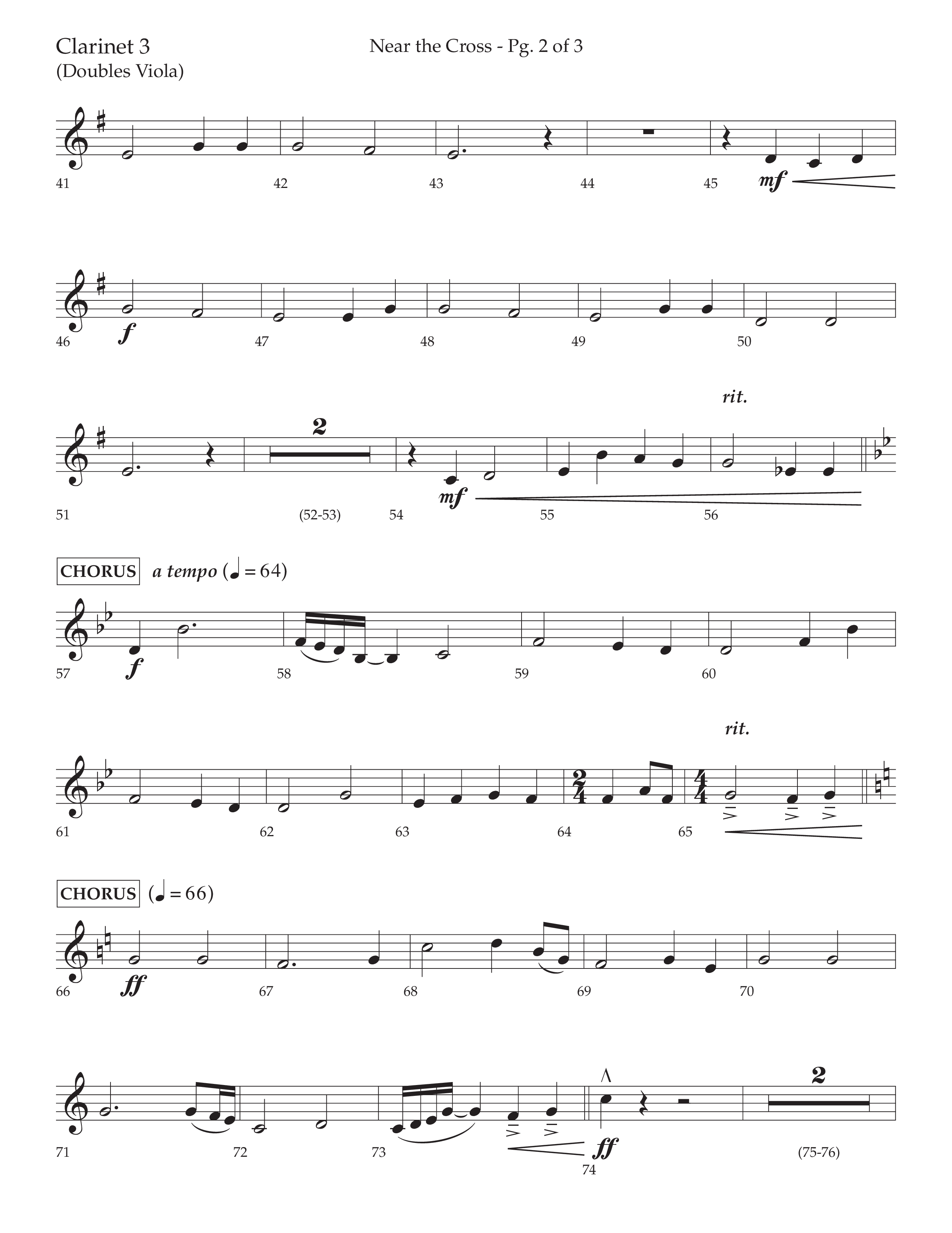Near The Cross (Choral Anthem SATB) Clarinet 3 (Lifeway Choral / Arr. David Wise / Orch. Cliff Duren)