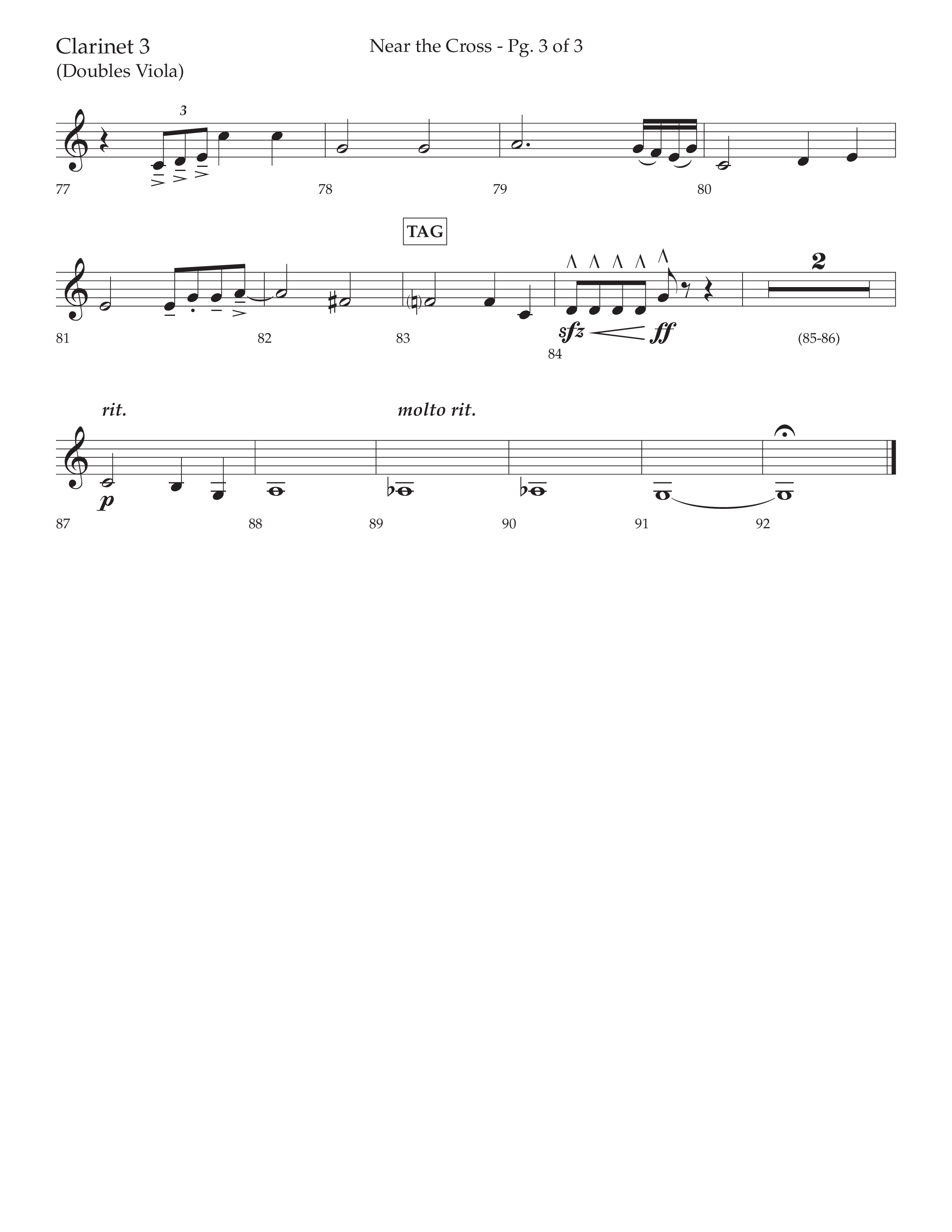 Near The Cross (Choral Anthem SATB) Clarinet 3 (Lifeway Choral / Arr. David Wise / Orch. Cliff Duren)