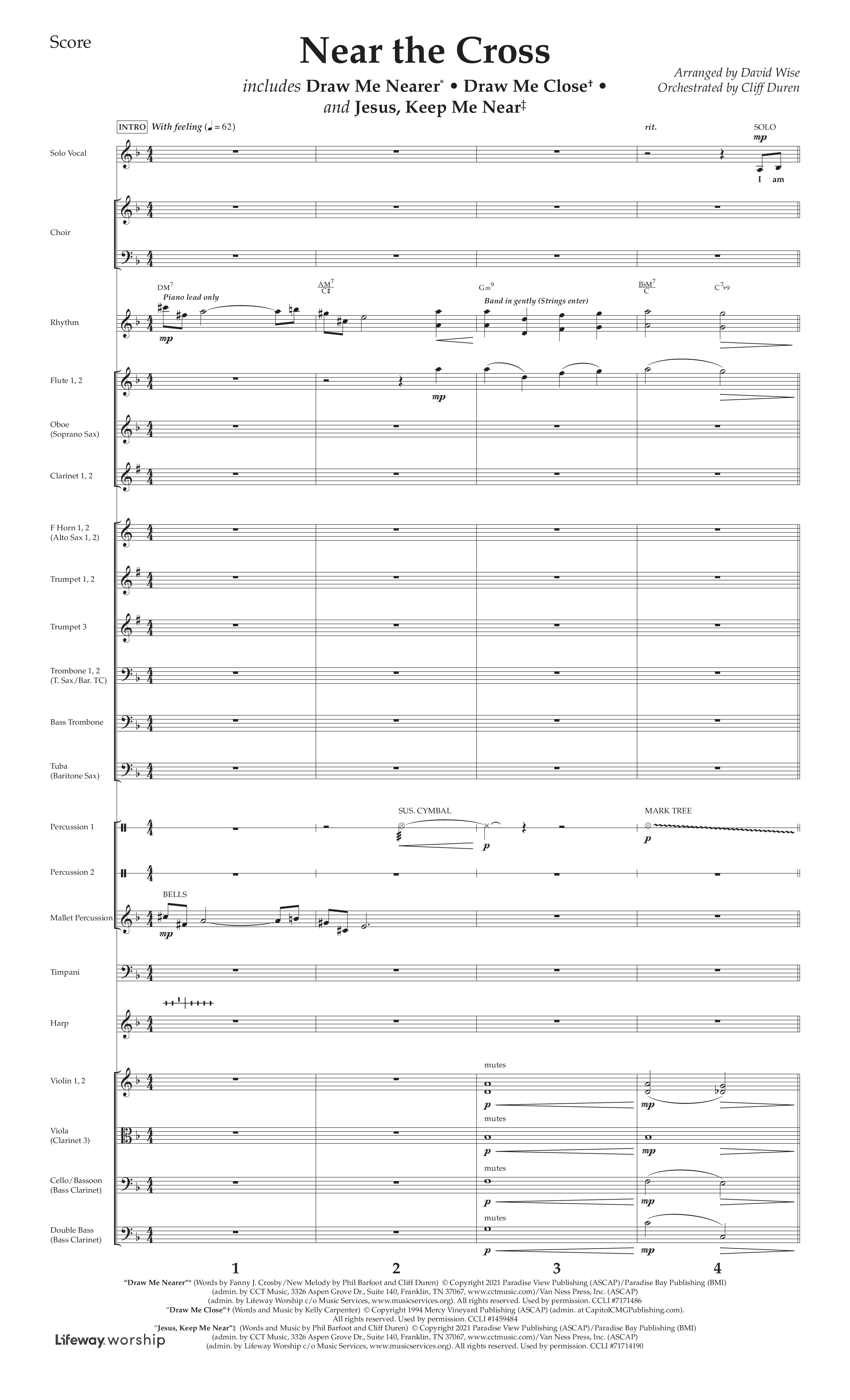 Near The Cross (Choral Anthem SATB) Orchestration (Lifeway Choral / Arr. David Wise / Orch. Cliff Duren)