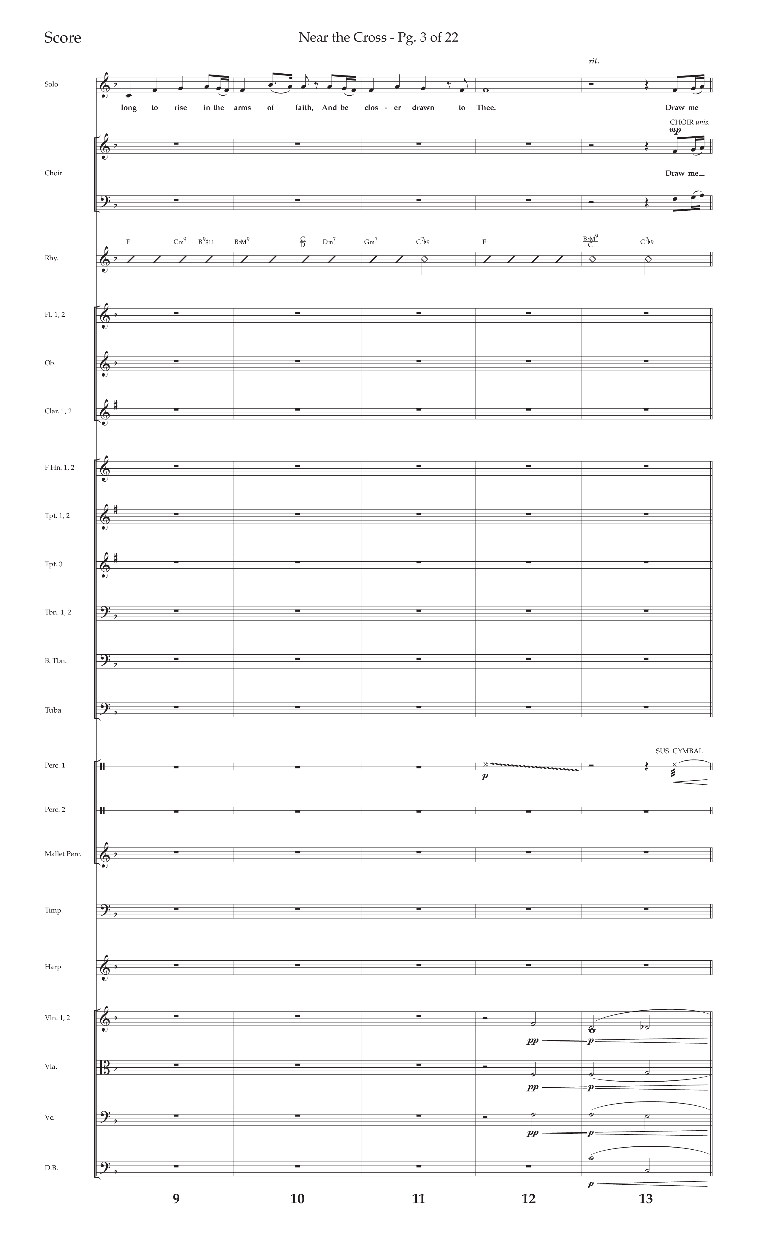 Near The Cross (Choral Anthem SATB) Orchestration (Lifeway Choral / Arr. David Wise / Orch. Cliff Duren)
