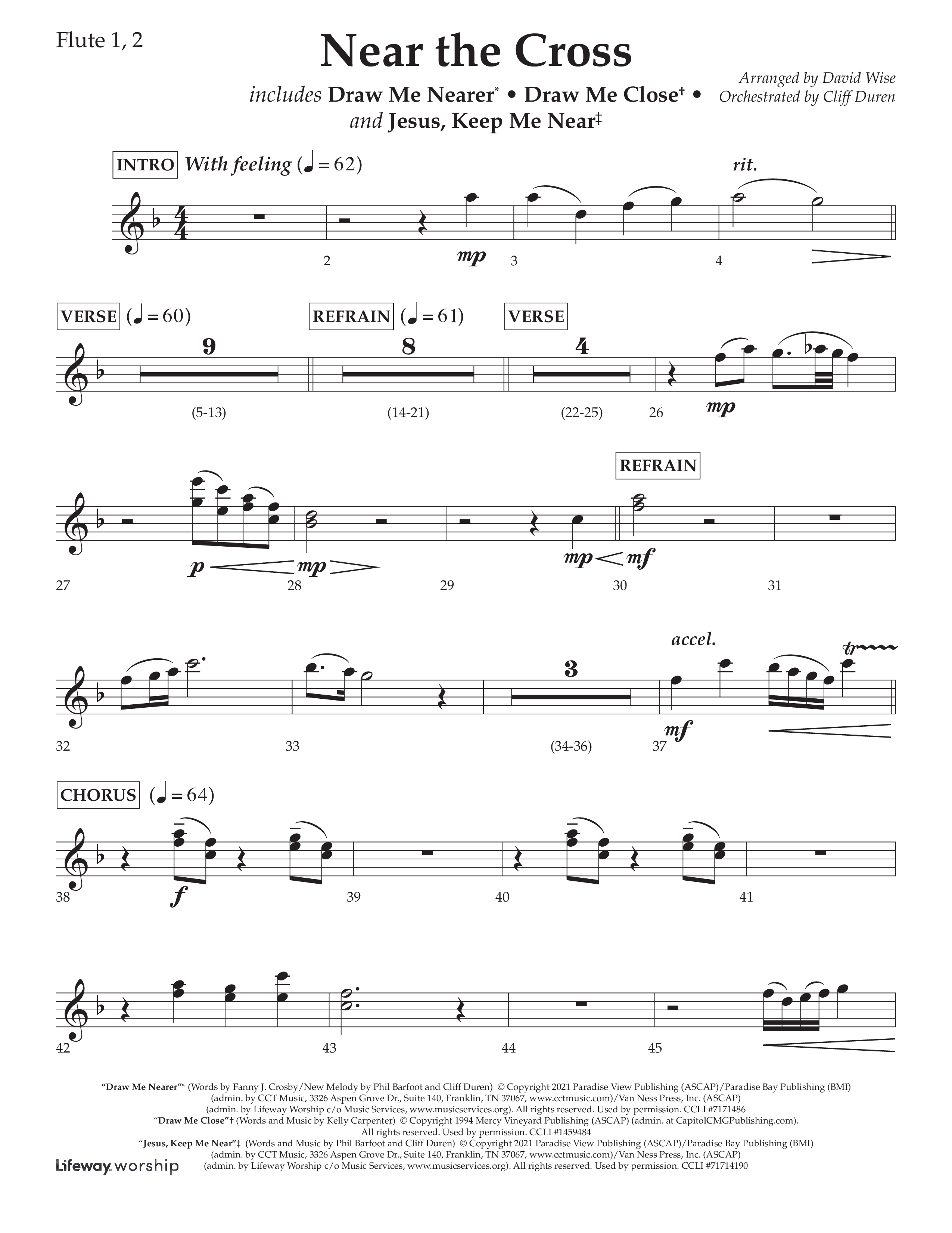 Near The Cross (Choral Anthem SATB) Flute 1/2 (Lifeway Choral / Arr. David Wise / Orch. Cliff Duren)