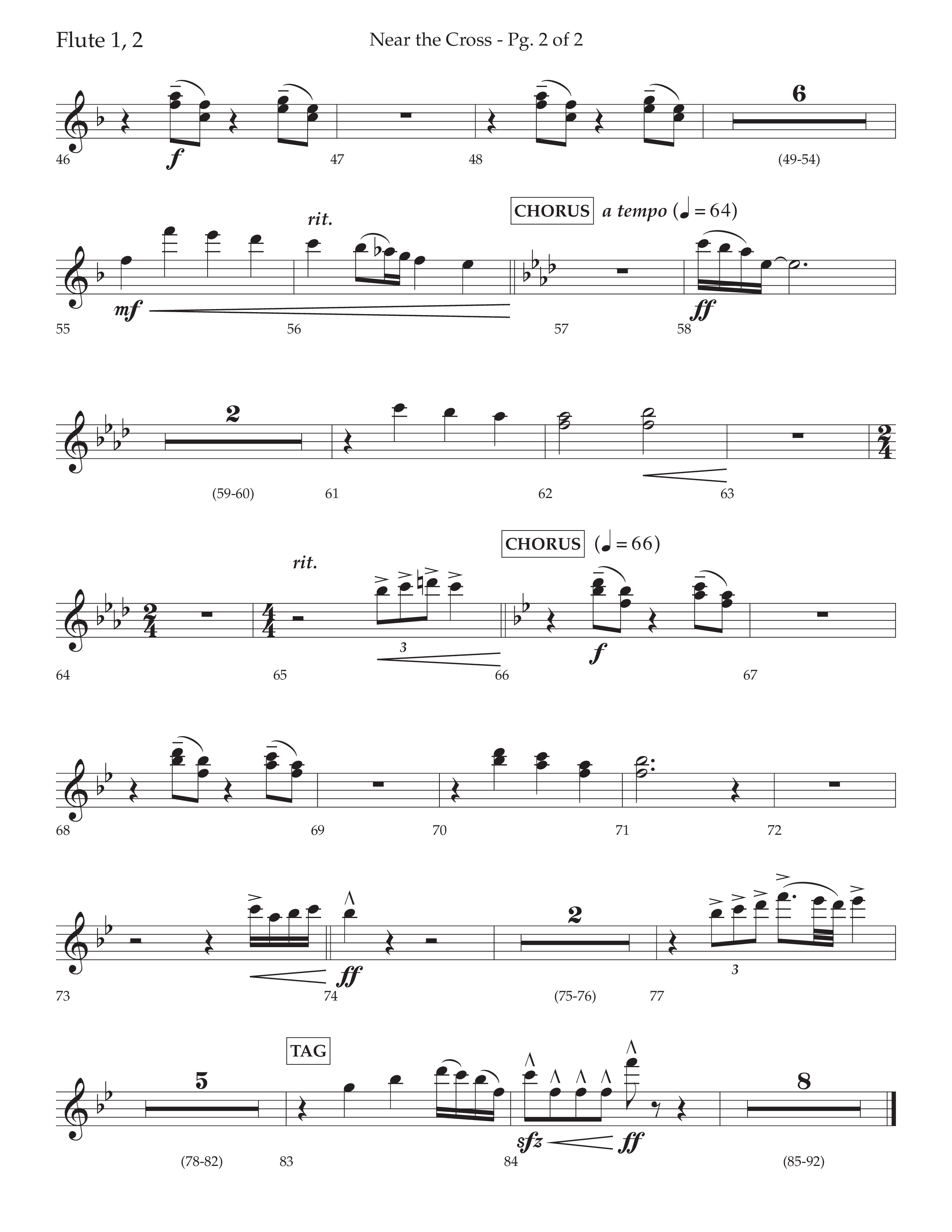 Near The Cross (Choral Anthem SATB) Flute 1/2 (Lifeway Choral / Arr. David Wise / Orch. Cliff Duren)