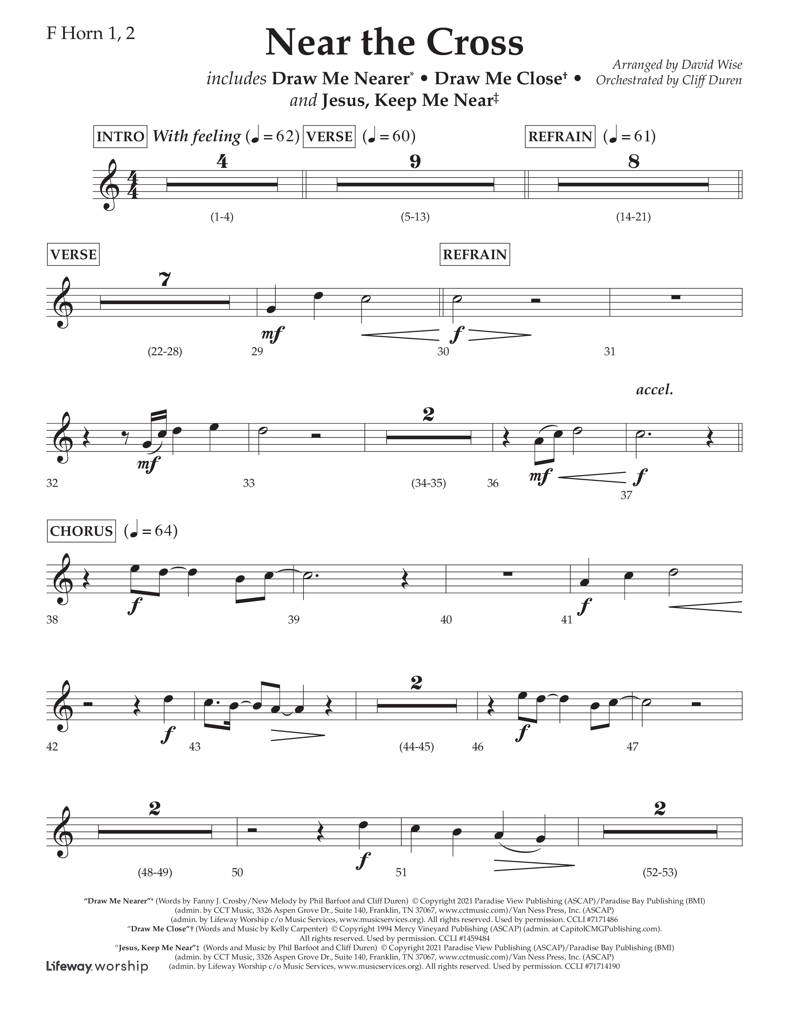 Near The Cross (Choral Anthem SATB) French Horn 1/2 (Lifeway Choral / Arr. David Wise / Orch. Cliff Duren)