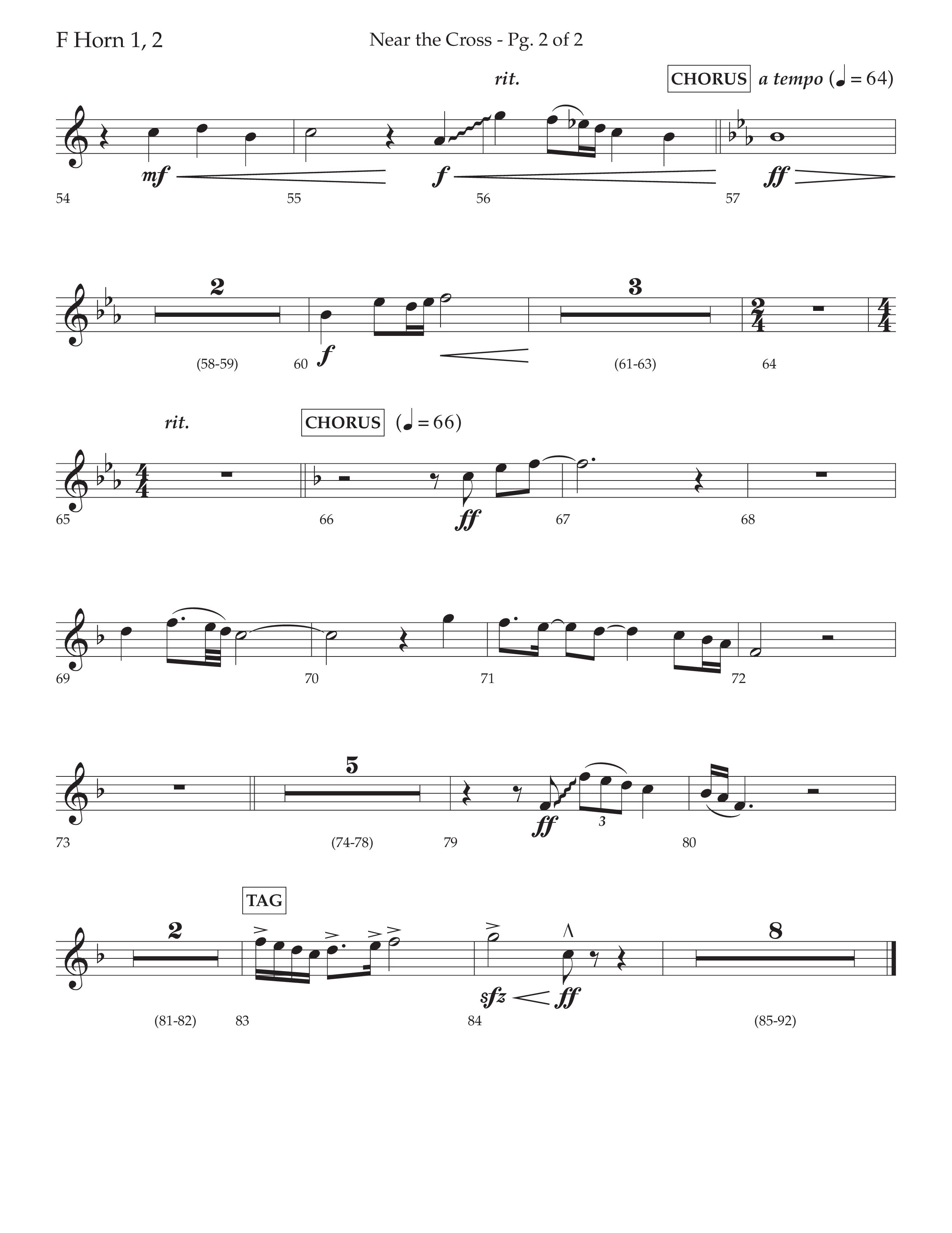 Near The Cross (Choral Anthem SATB) French Horn 1/2 (Lifeway Choral / Arr. David Wise / Orch. Cliff Duren)