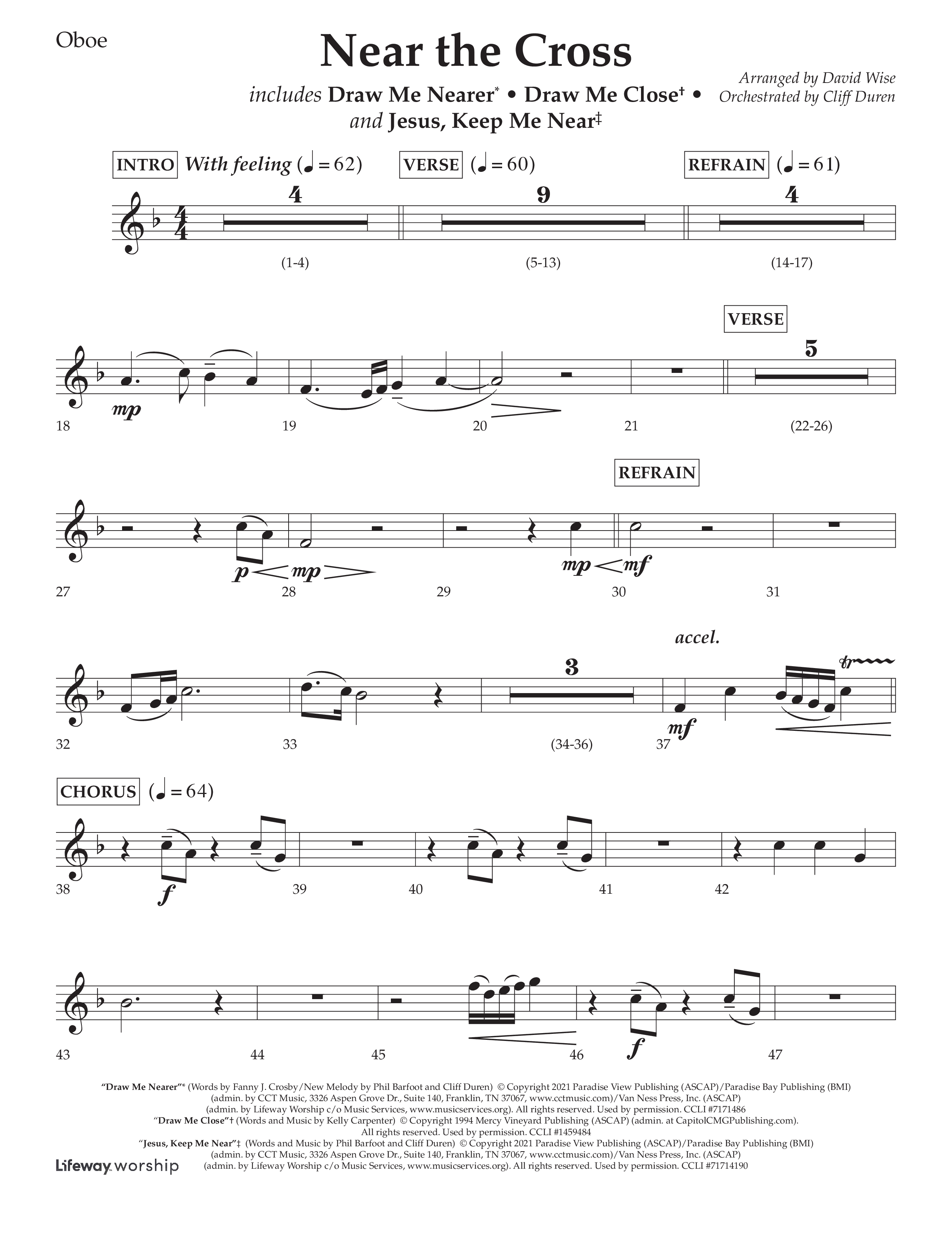 Near The Cross (Choral Anthem SATB) Oboe (Lifeway Choral / Arr. David Wise / Orch. Cliff Duren)