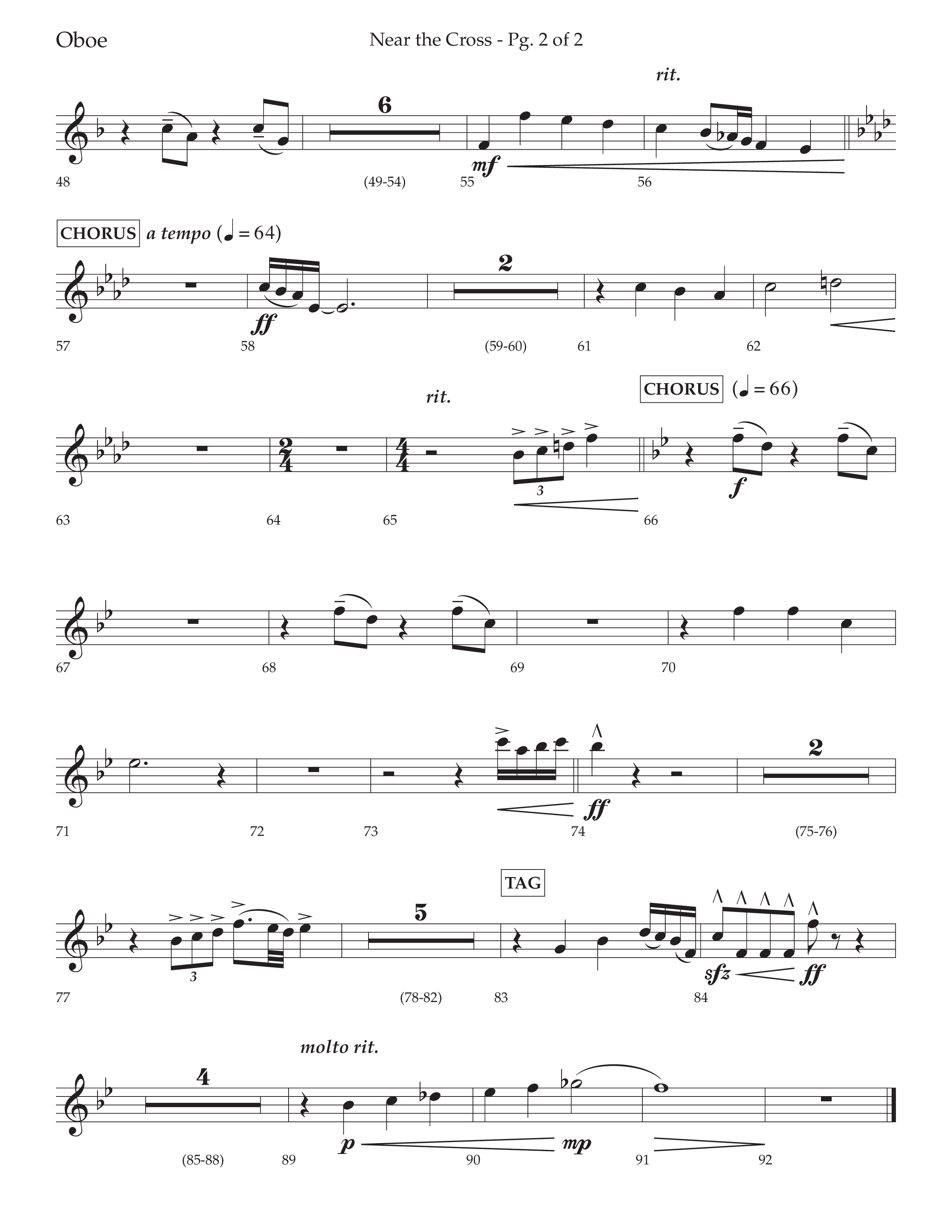 Near The Cross (Choral Anthem SATB) Oboe (Lifeway Choral / Arr. David Wise / Orch. Cliff Duren)