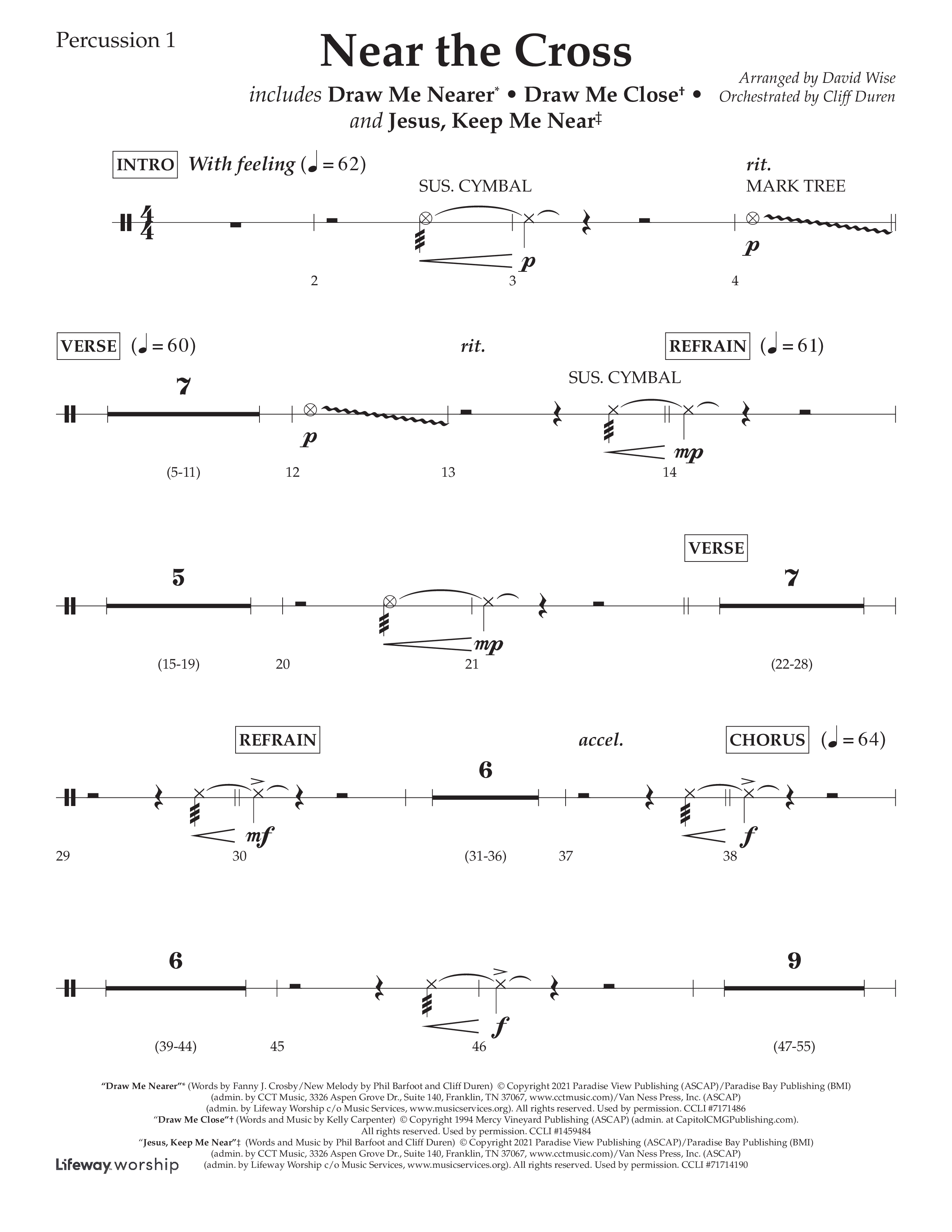 Near The Cross (Choral Anthem SATB) Percussion 1/2 (Lifeway Choral / Arr. David Wise / Orch. Cliff Duren)