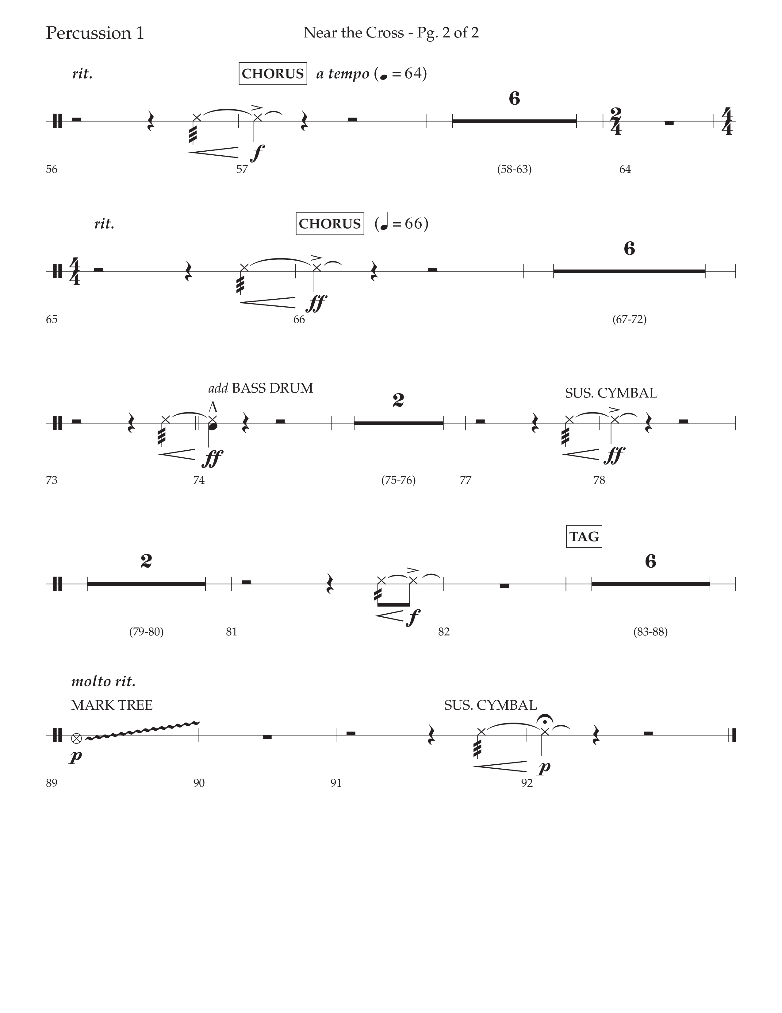 Near The Cross (Choral Anthem SATB) Percussion 1/2 (Lifeway Choral / Arr. David Wise / Orch. Cliff Duren)