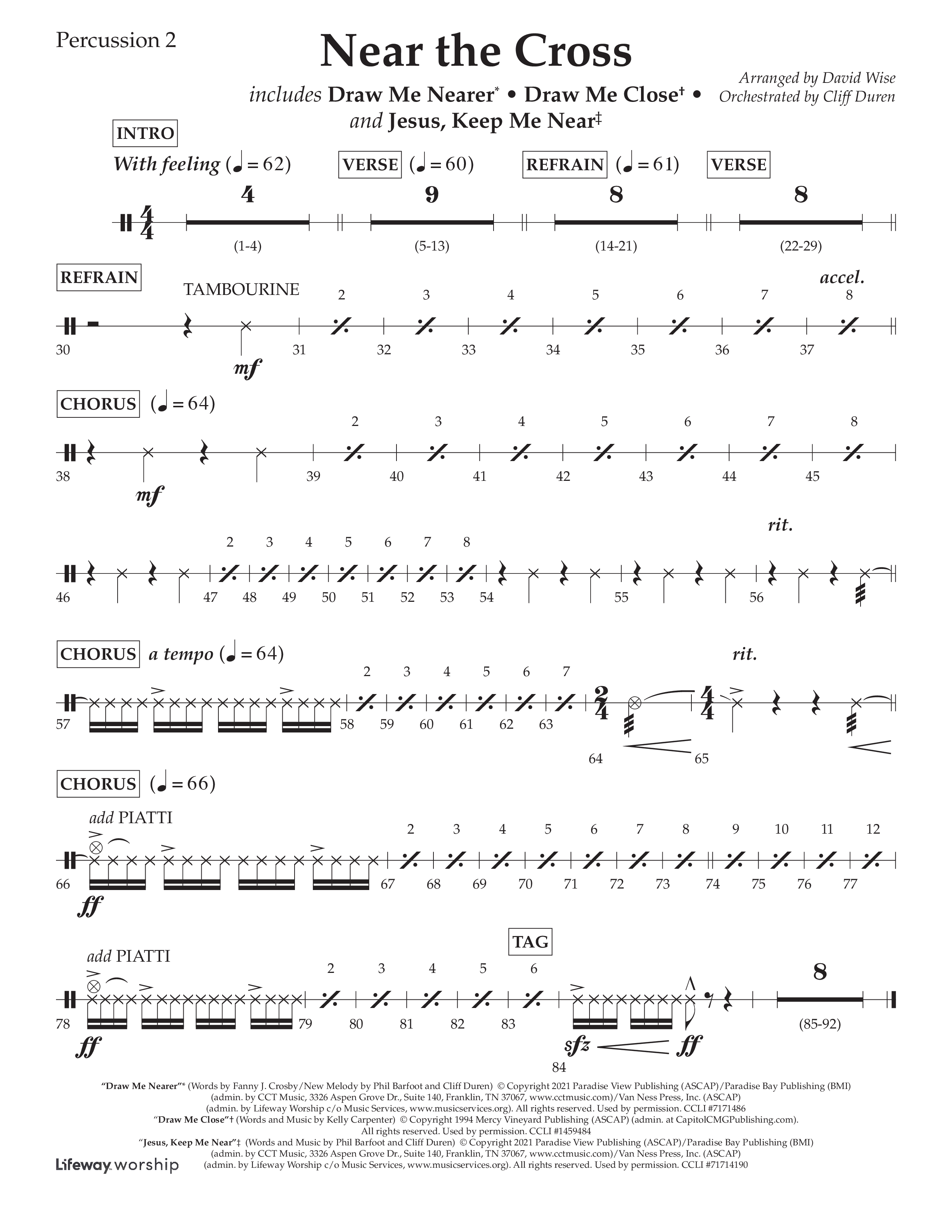 Near The Cross (Choral Anthem SATB) Percussion 1/2 (Lifeway Choral / Arr. David Wise / Orch. Cliff Duren)
